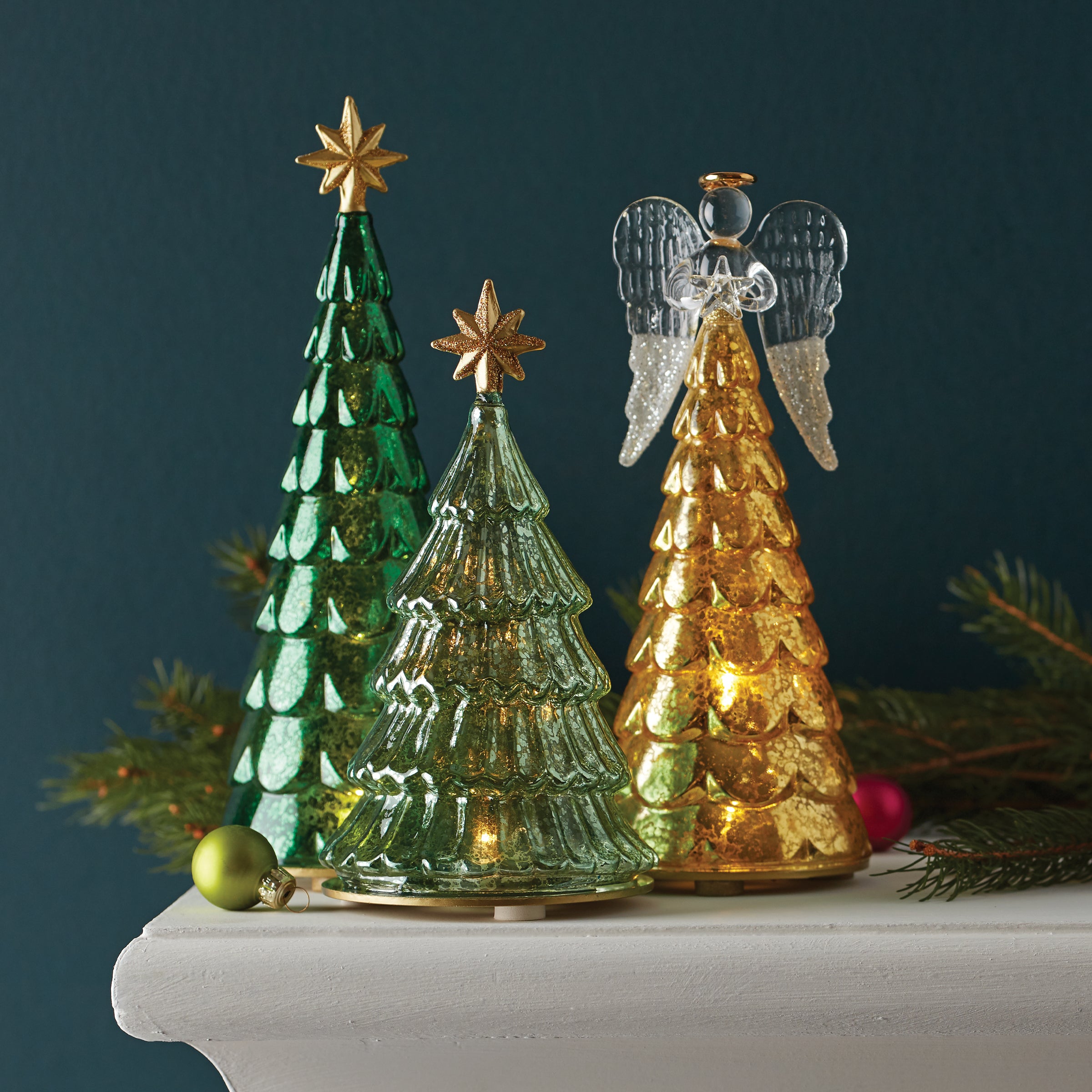 Lit Jewel Tone Christmas Tree with Shining Gold Star – Radiant Holiday Decor