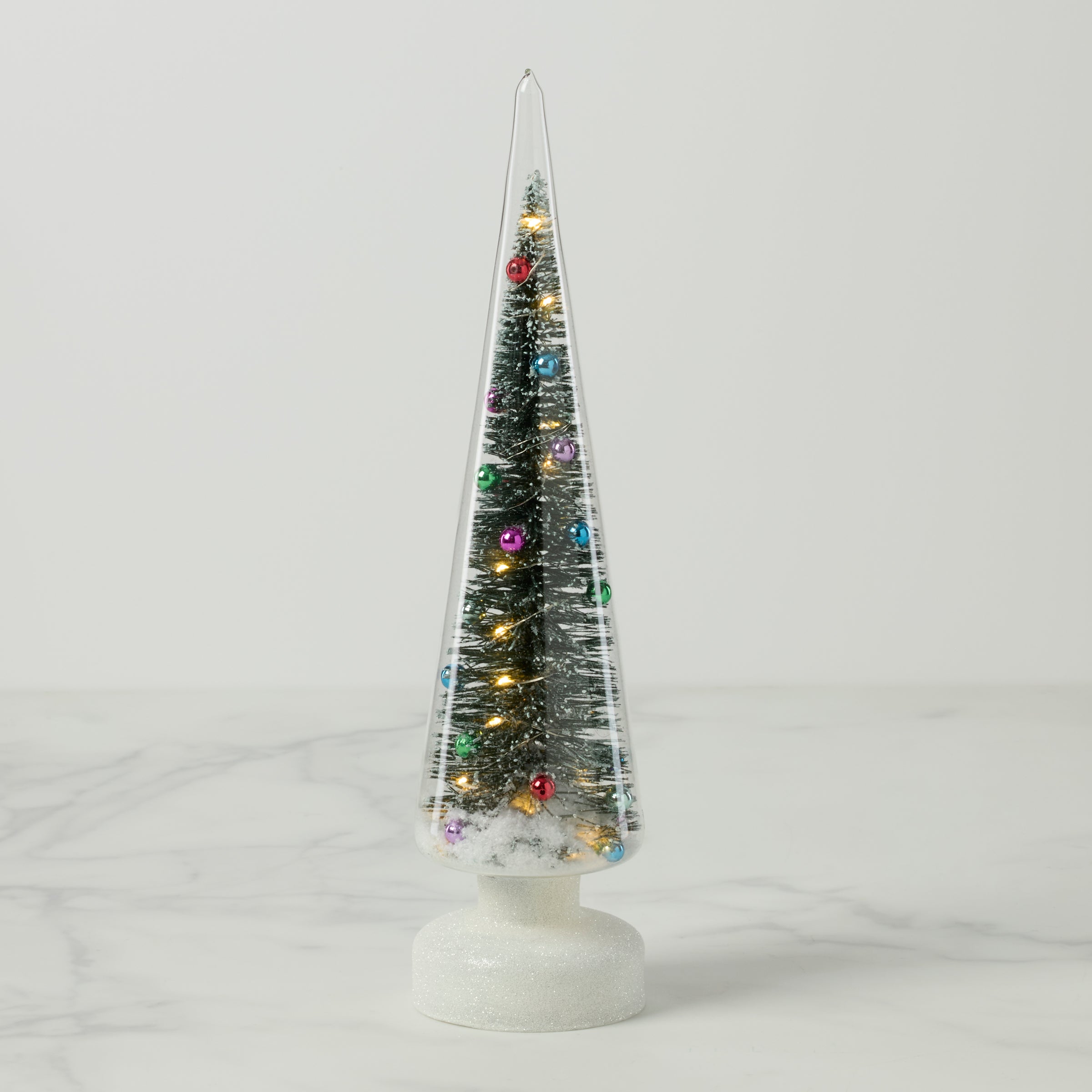LED Christmas Tree in Glass - Snowy Wonderland Light-Up Decor