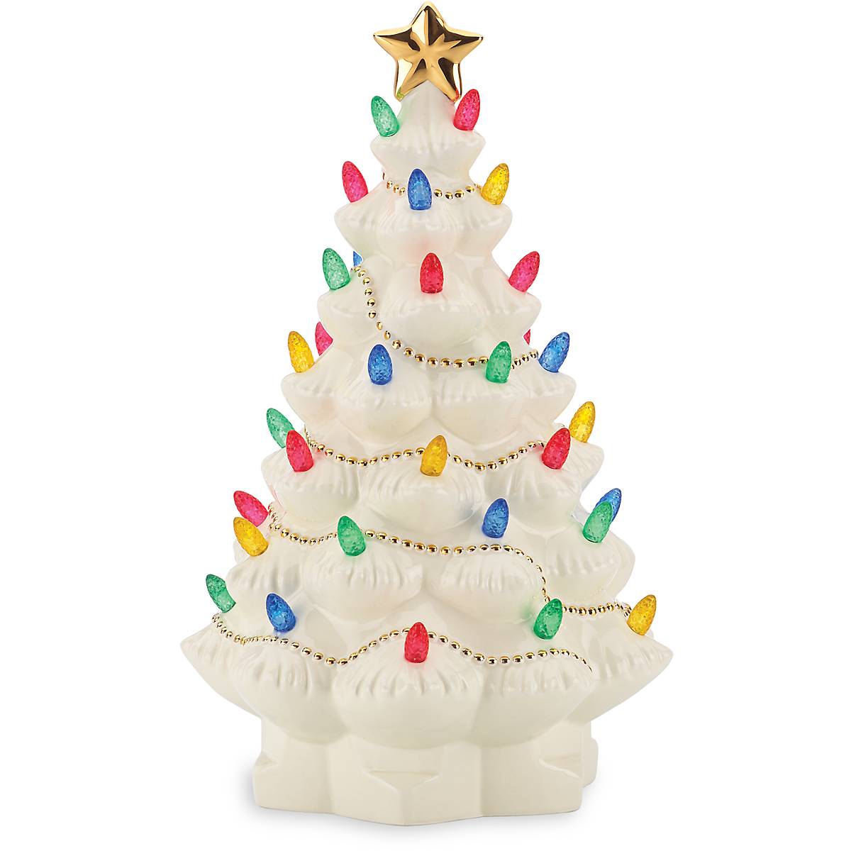 Treasured Traditions Hand-Painted Ceramic Christmas Tree with Gold Star