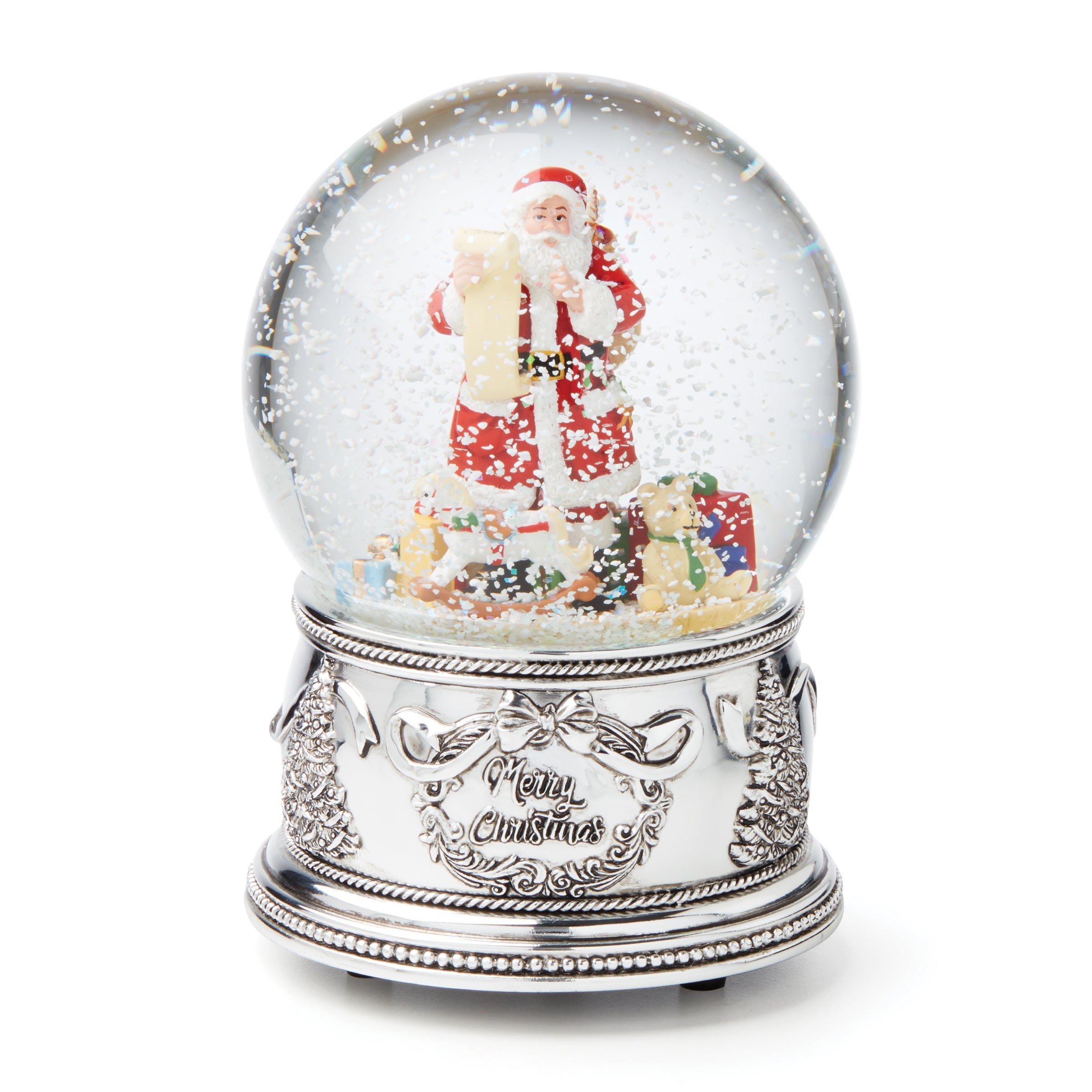 Musical Santa Snow Globe with Jingle Bells Winter Scene