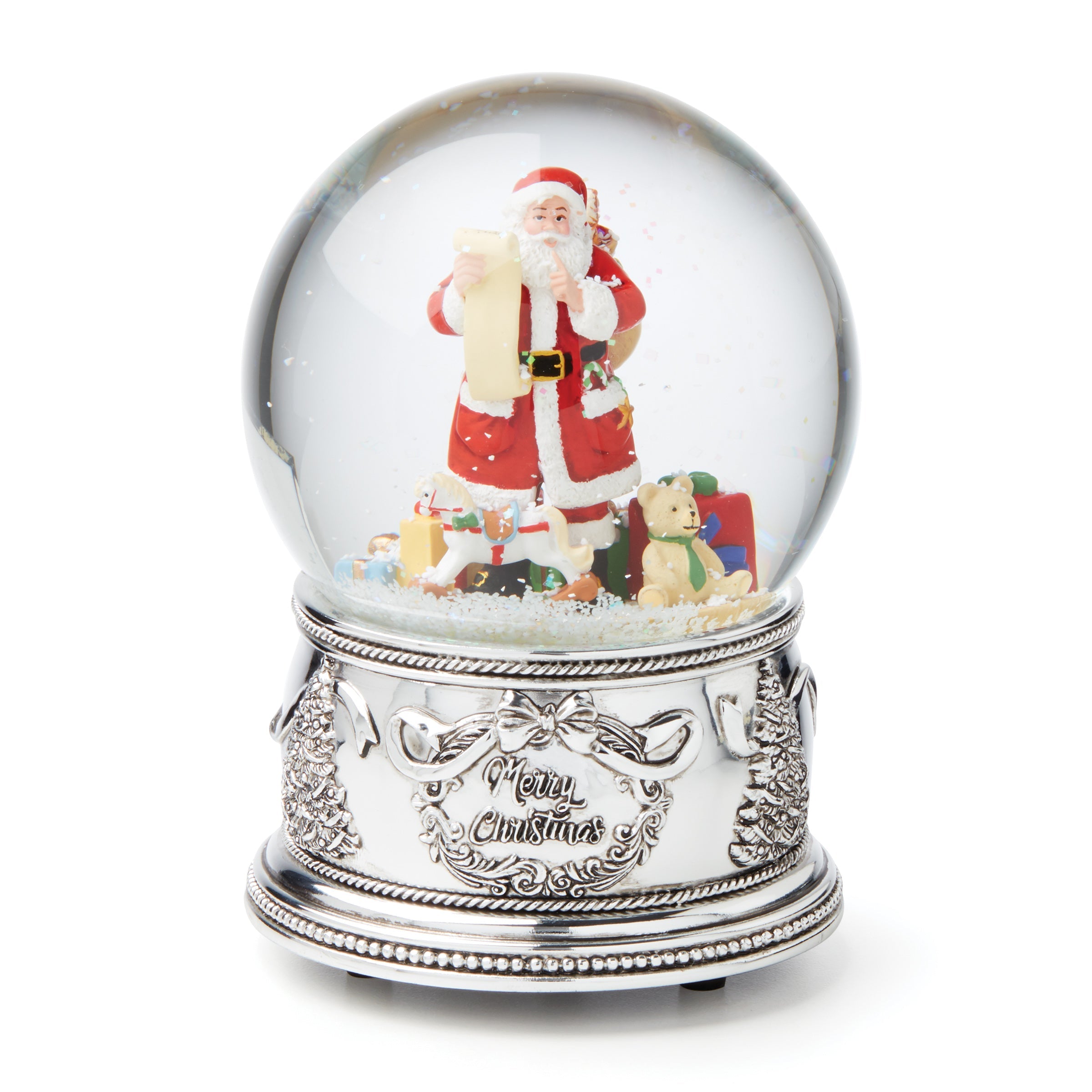 Musical Santa Snow Globe with Jingle Bells Winter Scene