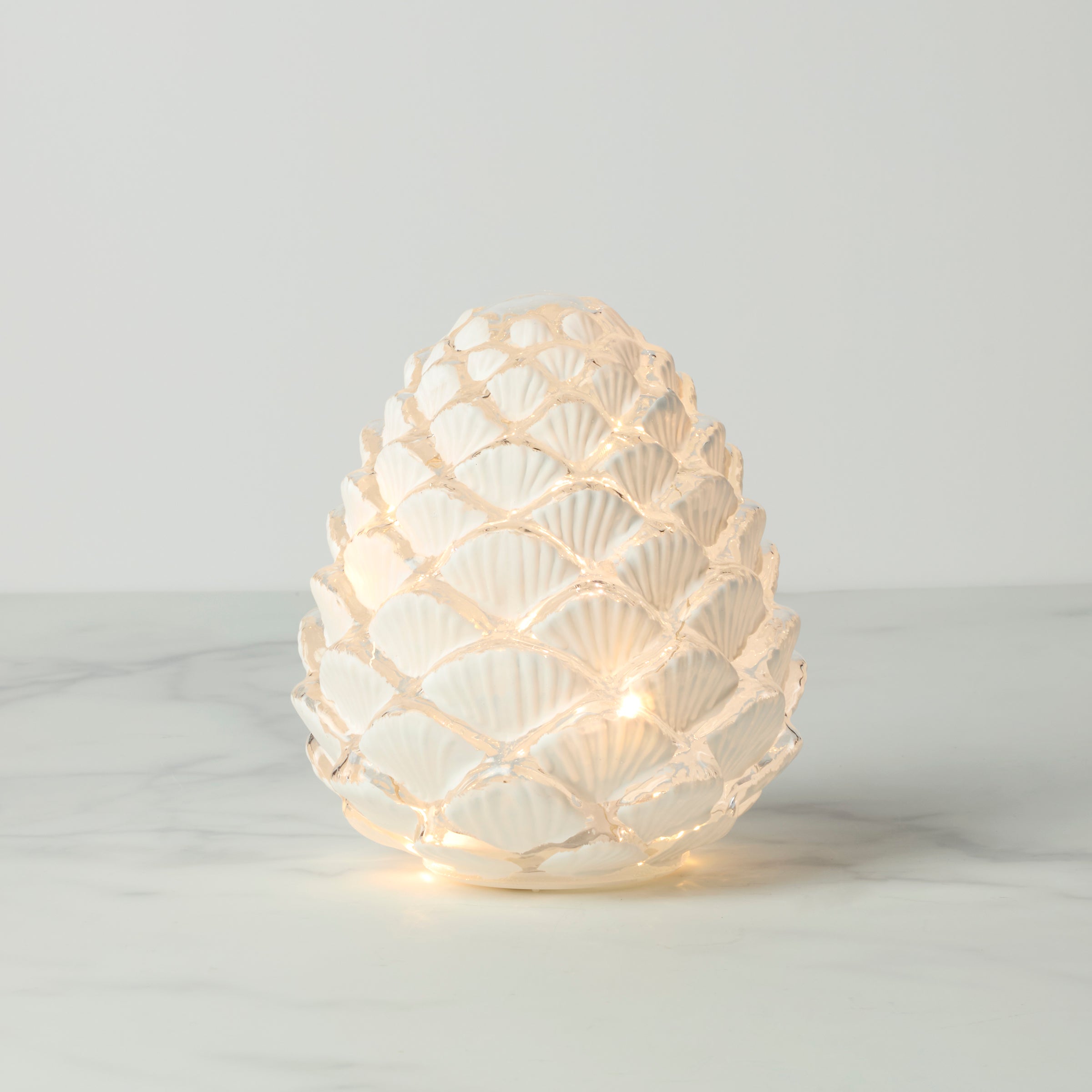 Frosted Glass Pinecone LED Light for Winter Decor