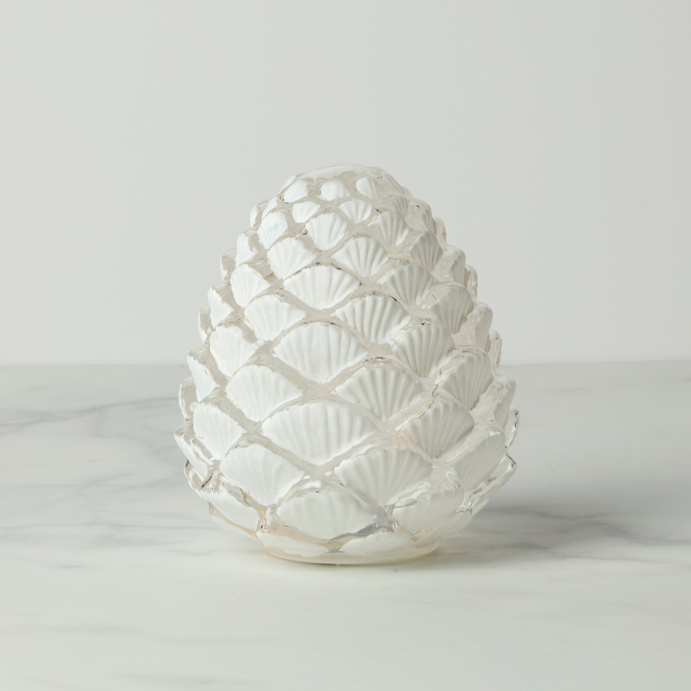 Frosted Glass Pinecone LED Light for Winter Decor