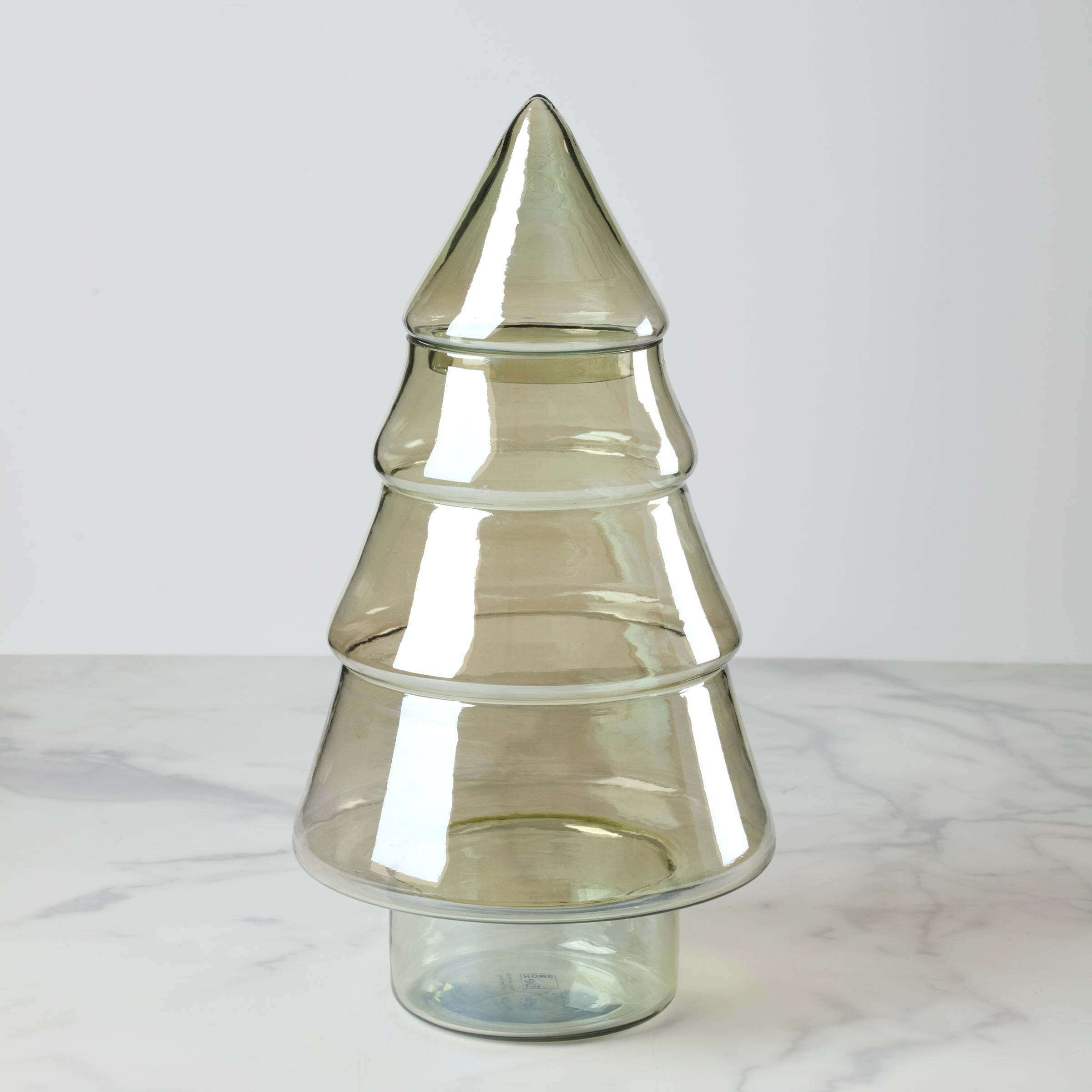 Large Green Luster Glass Tree Jar for Decorative Storage