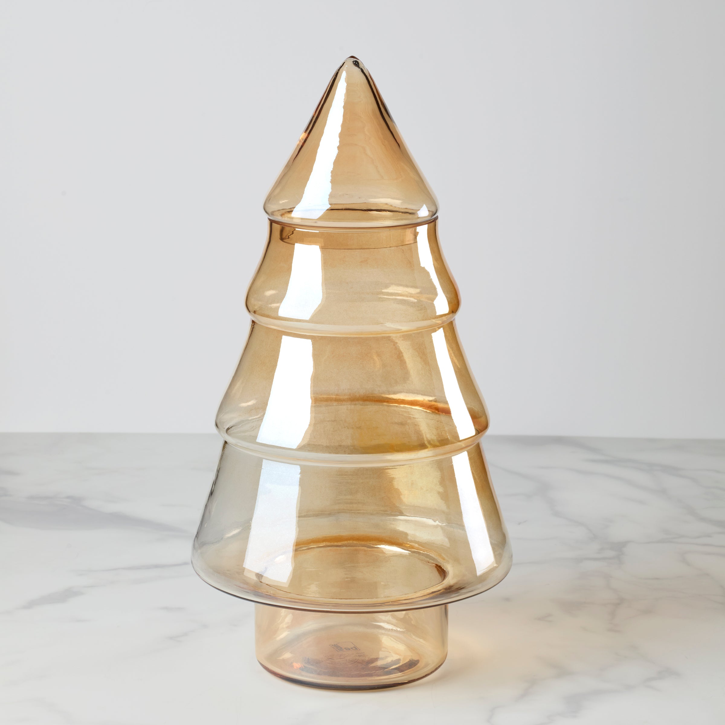 Gold Luster Glass Tree Jar for Decorative Storage & Display