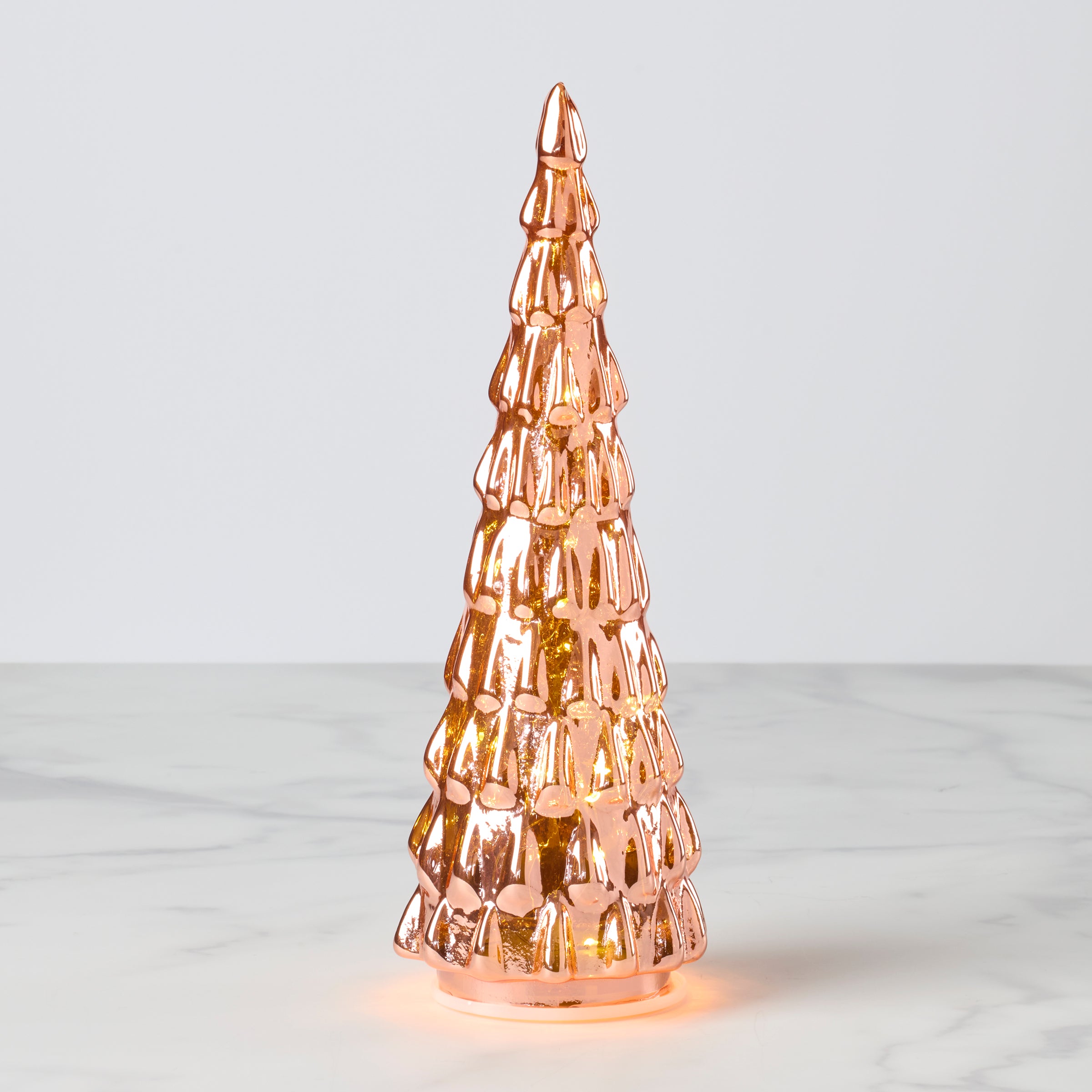 LED Holiday Tree with Amber Glass & Lights - Christmas Decor