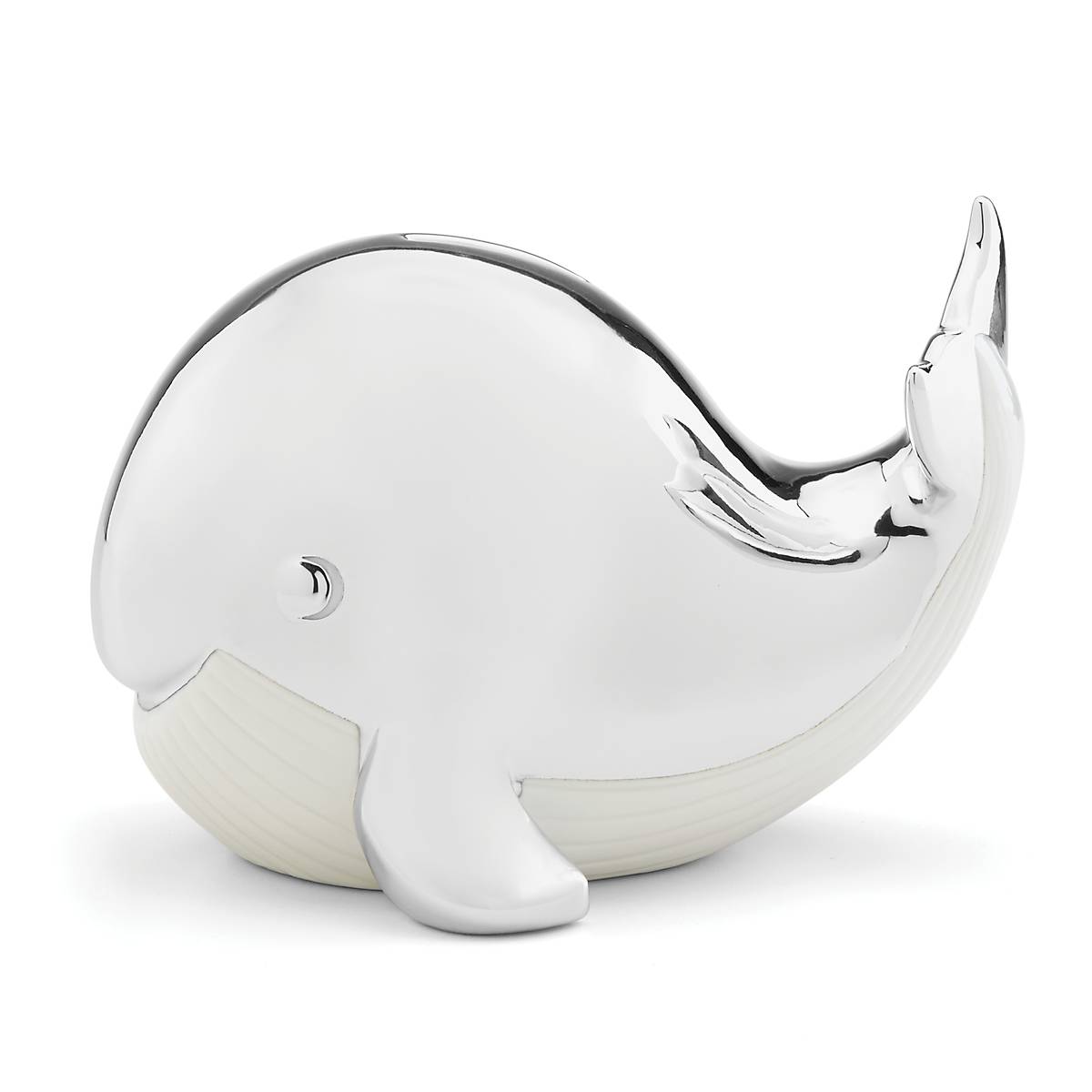 Porcelain Whale Coin Bank – Silver Mystic Sea Collection Gift