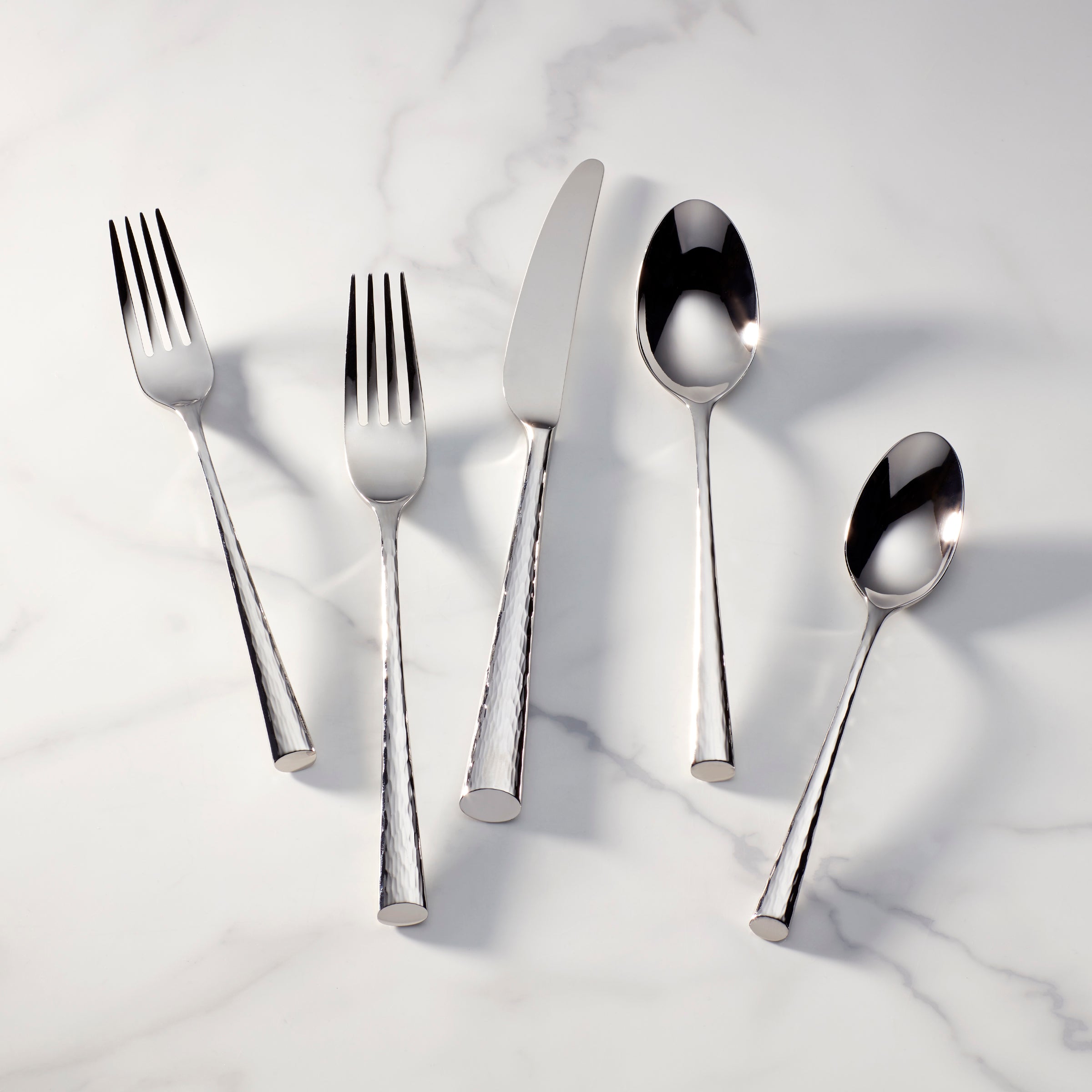 Imperial Caviar Hammered Silver Flatware 5-Piece Place Setting