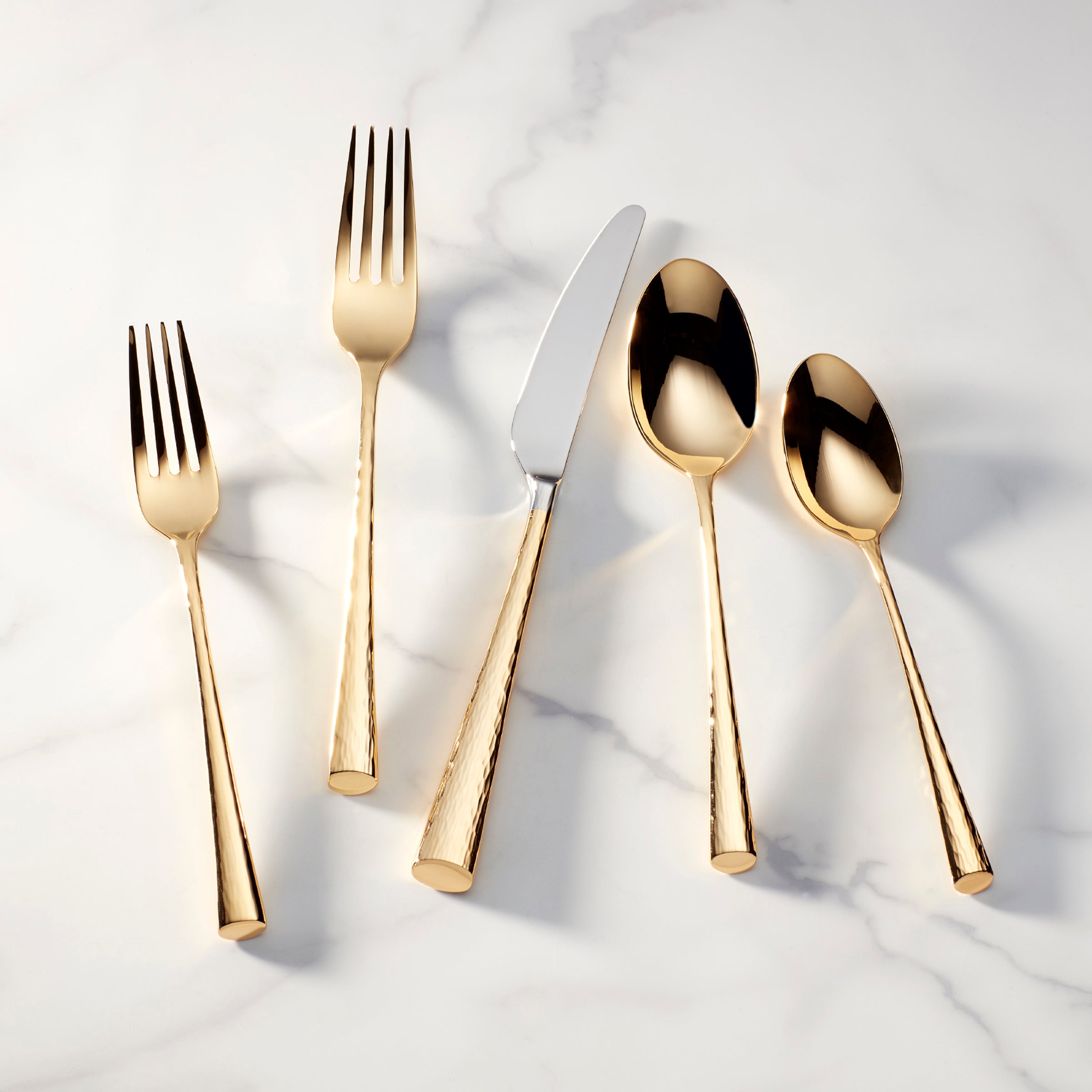 Imperial Gold Caviar Flatware Set - 5 Piece Place Setting