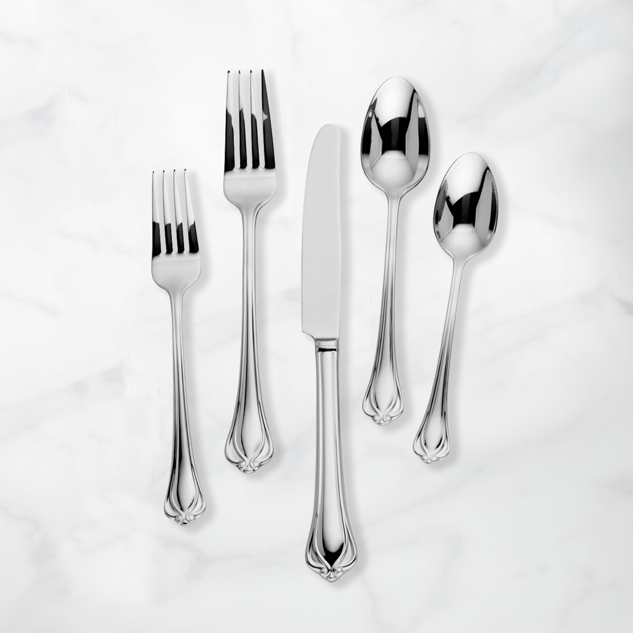 Alcott 89-Piece Stainless Steel Flatware Set with Filigree Finish
