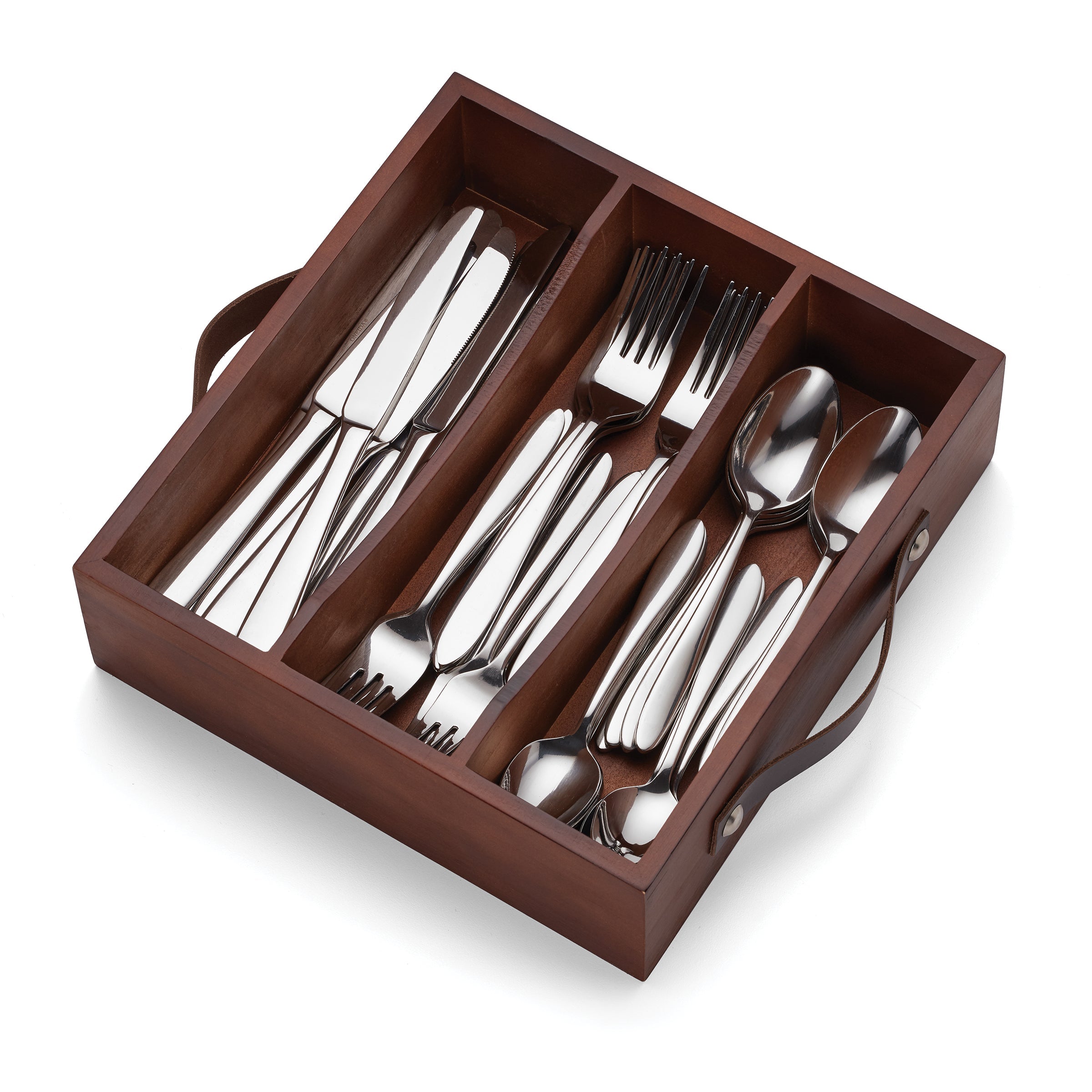 Mooncrest 30-Piece Stainless Steel Flatware Set with Storage Caddy