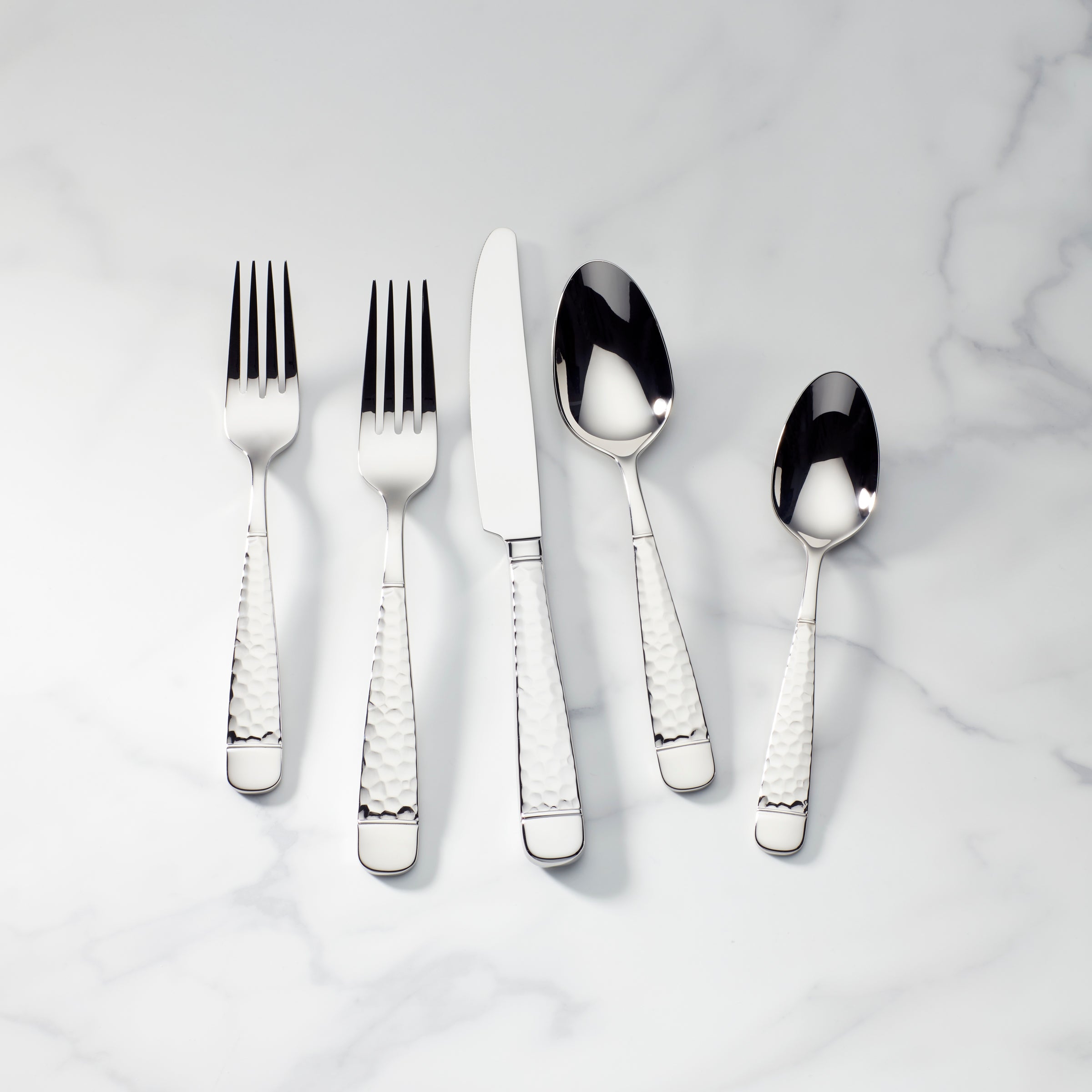 Eastwood 65-Piece Stainless Steel Flatware Set with Hammered Finish