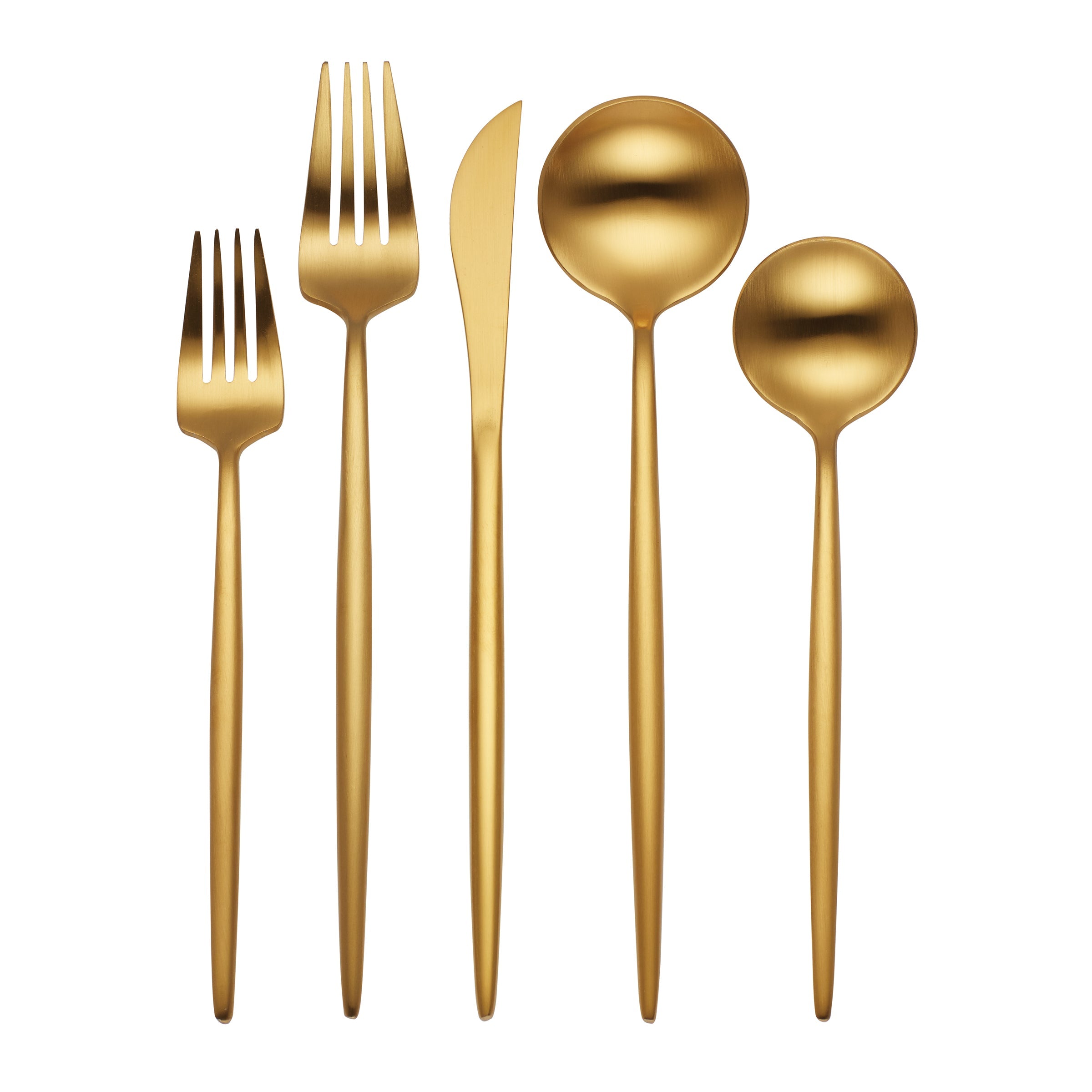 Skandia Zephyr 45-Piece Gold Satin Flatware Set