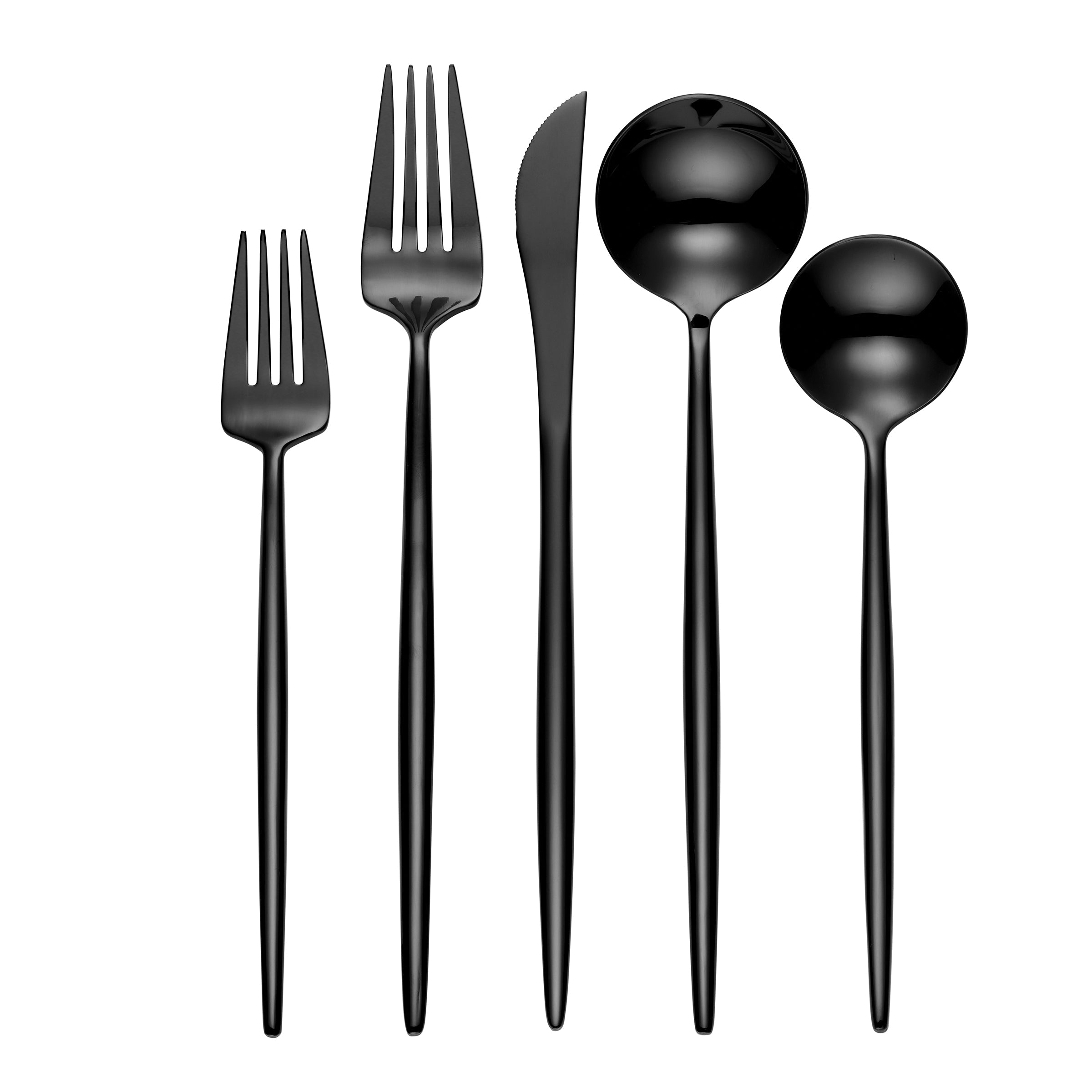 Skandia Zephyr Black 45-Piece Flatware Set - Modern Minimalist Design