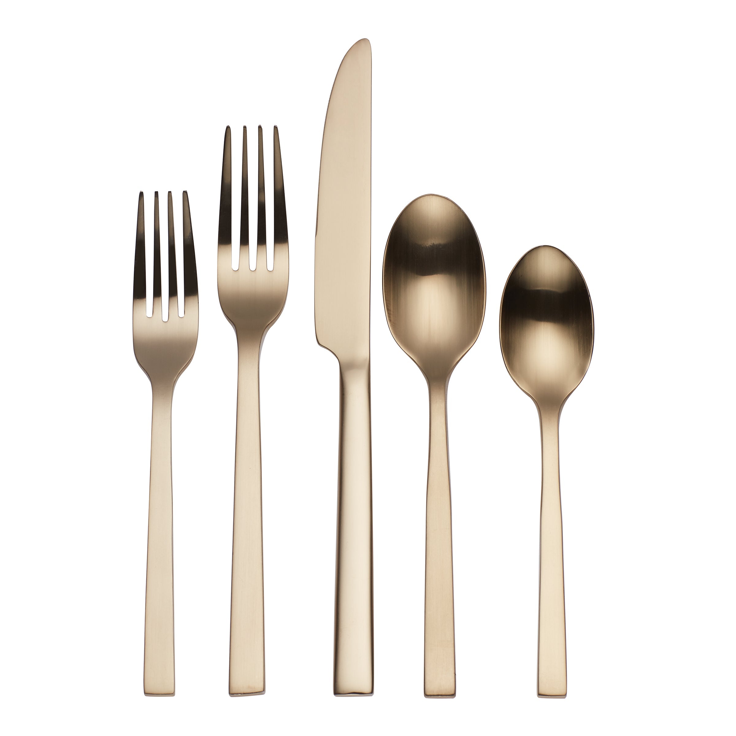 Chef's Table 20-Piece Champagne Flatware Set - Modern Square Handles
