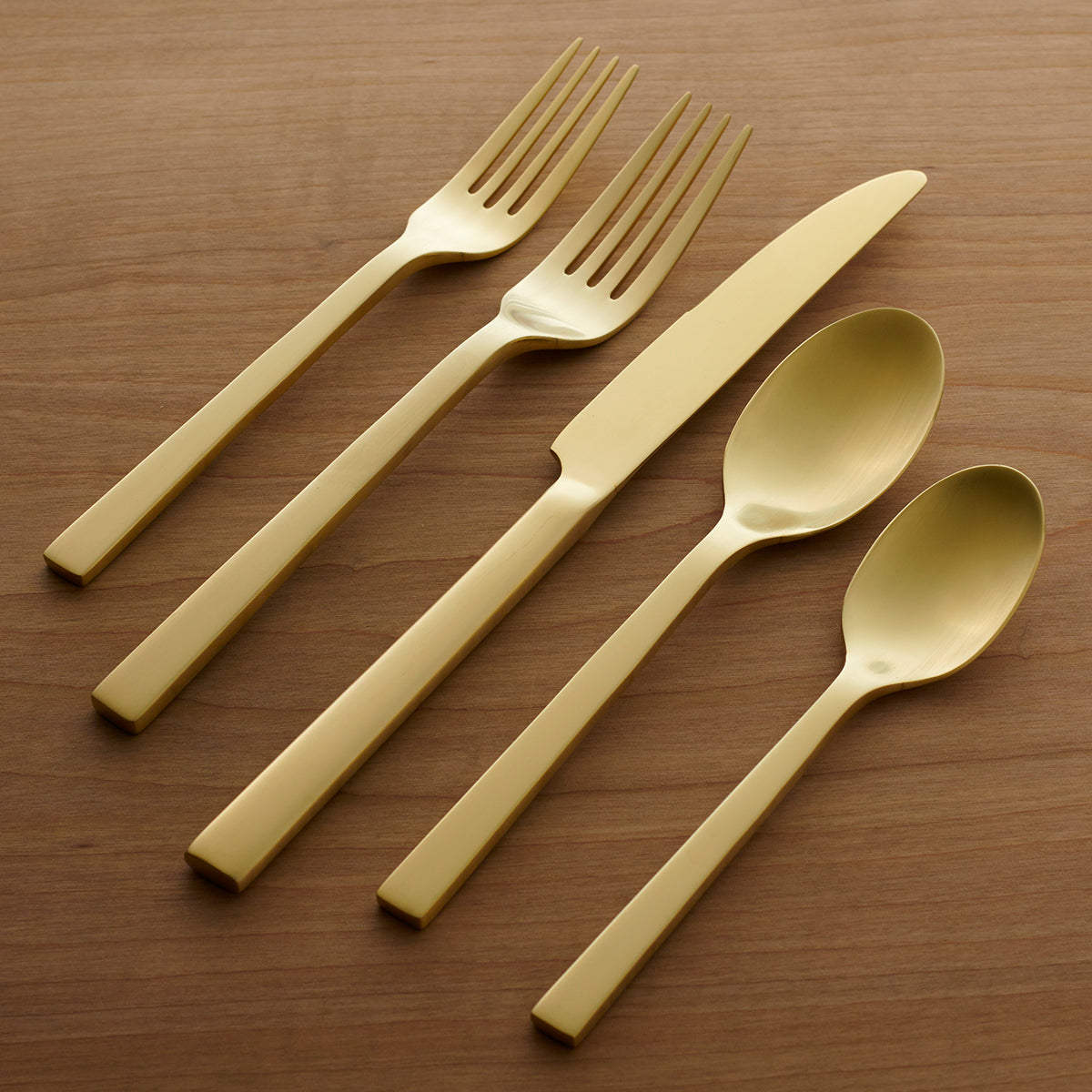 Chef's Table 20-Piece Champagne Flatware Set - Modern Square Handles