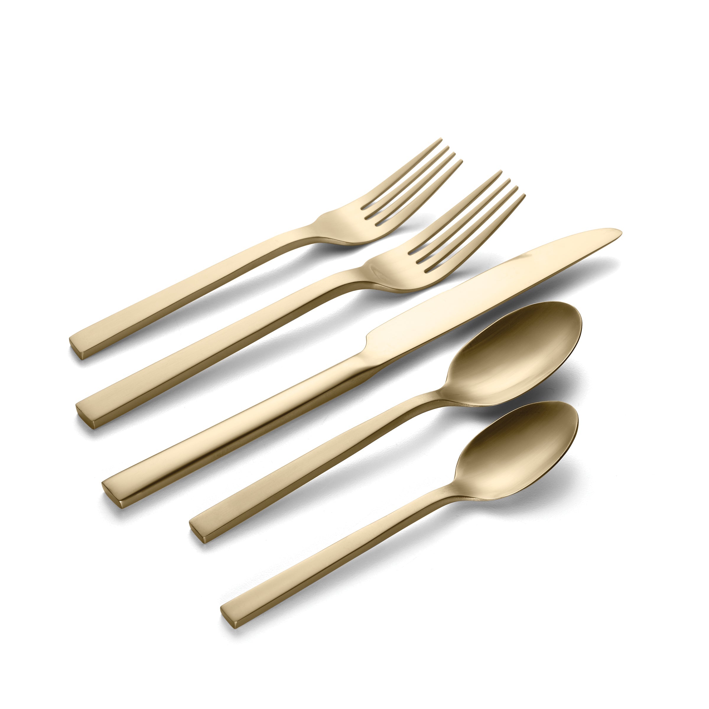 Chef's Table 20-Piece Champagne Flatware Set - Modern Square Handles