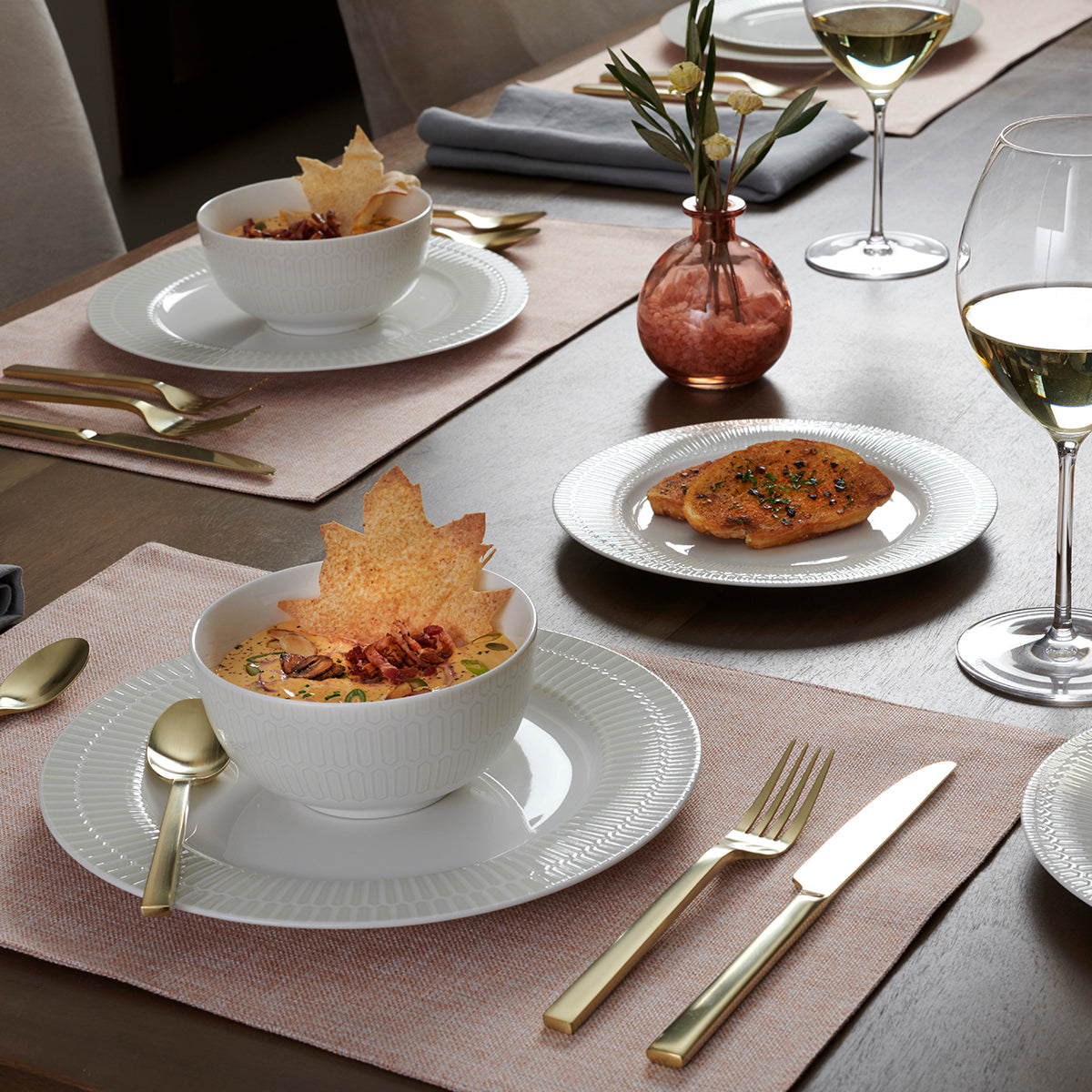 Chef's Table 20-Piece Champagne Flatware Set - Modern Square Handles