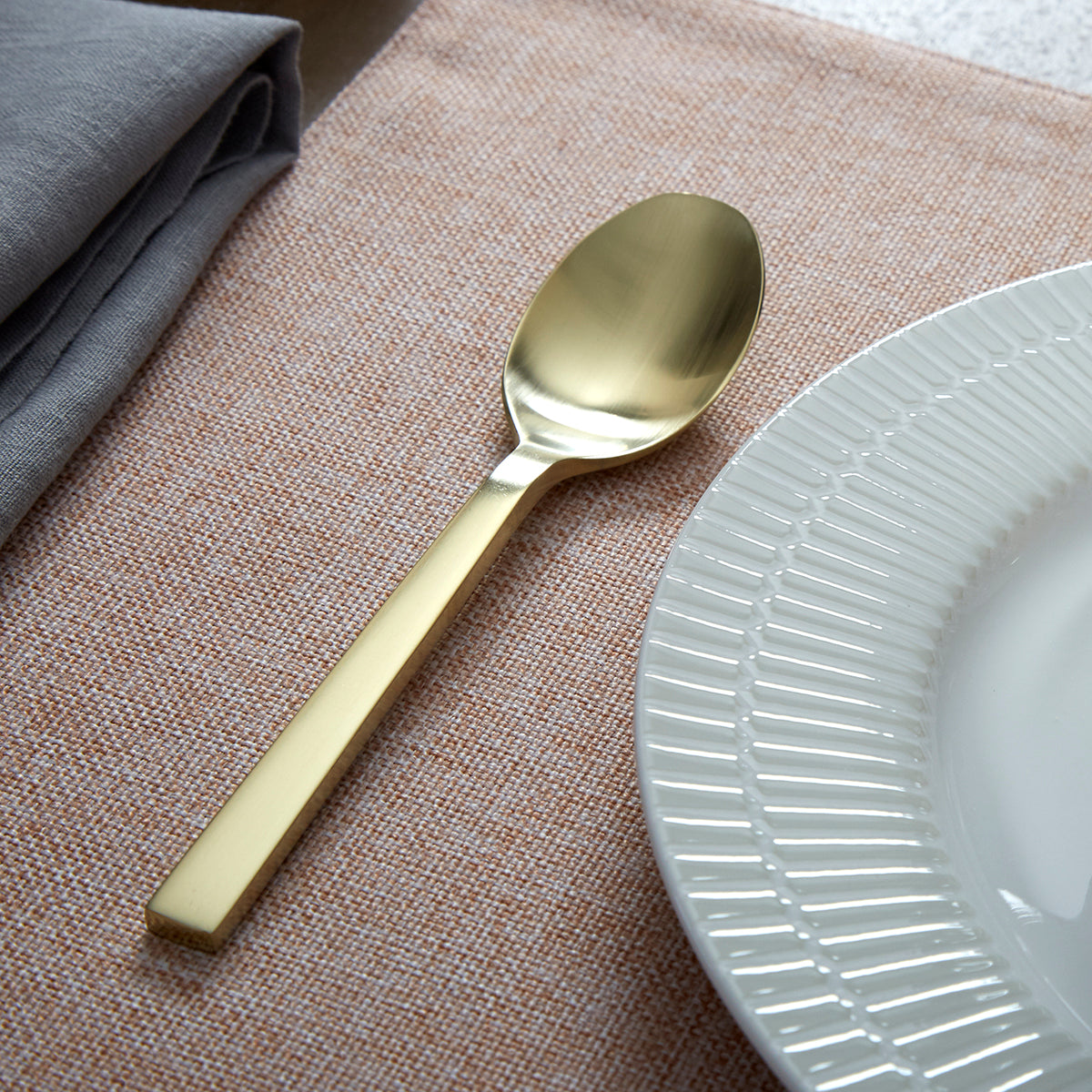 Chef's Table 20-Piece Champagne Flatware Set - Modern Square Handles