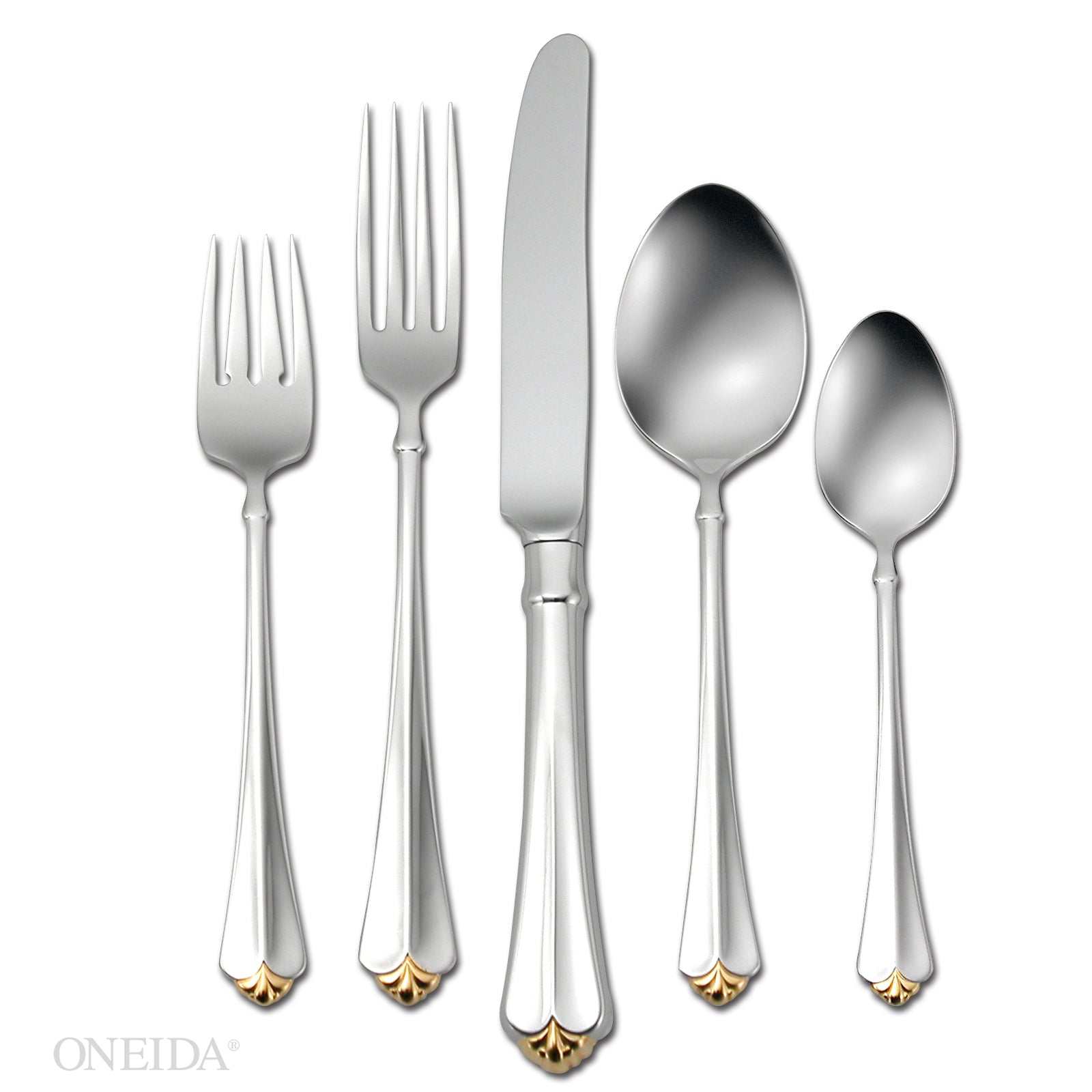 Golden Juilliard 5-Piece Dinnerware Set with Gold Accents