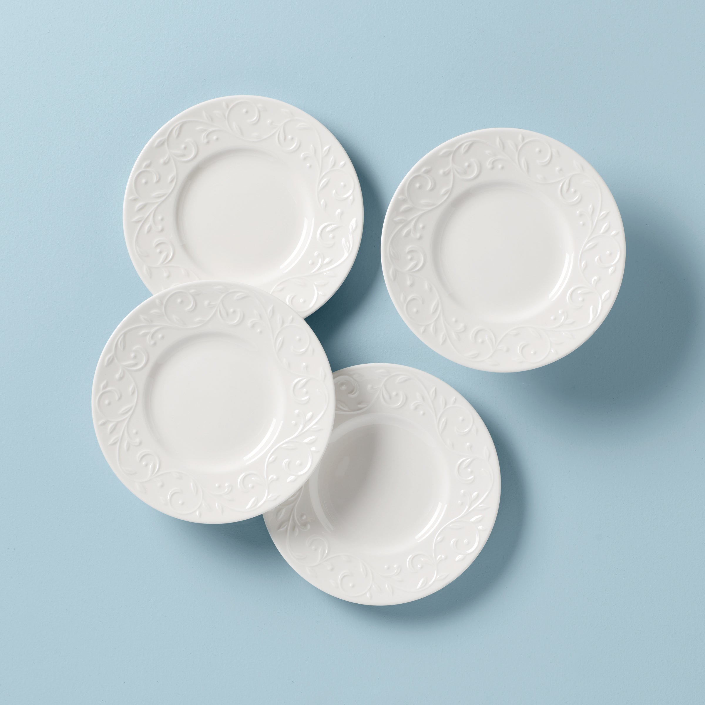 Opal Innocence Carved Vine Dinner Plate Set - 4-Piece Dishwasher Safe