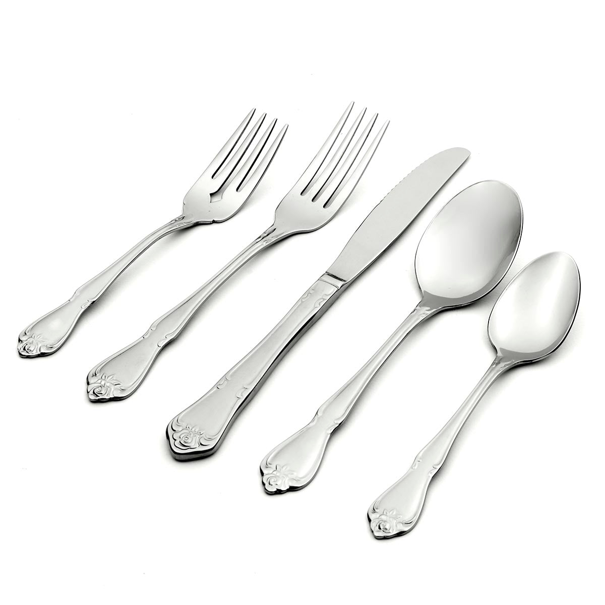 True Rose Vintage Sterling Silver 45-Piece Flatware Set