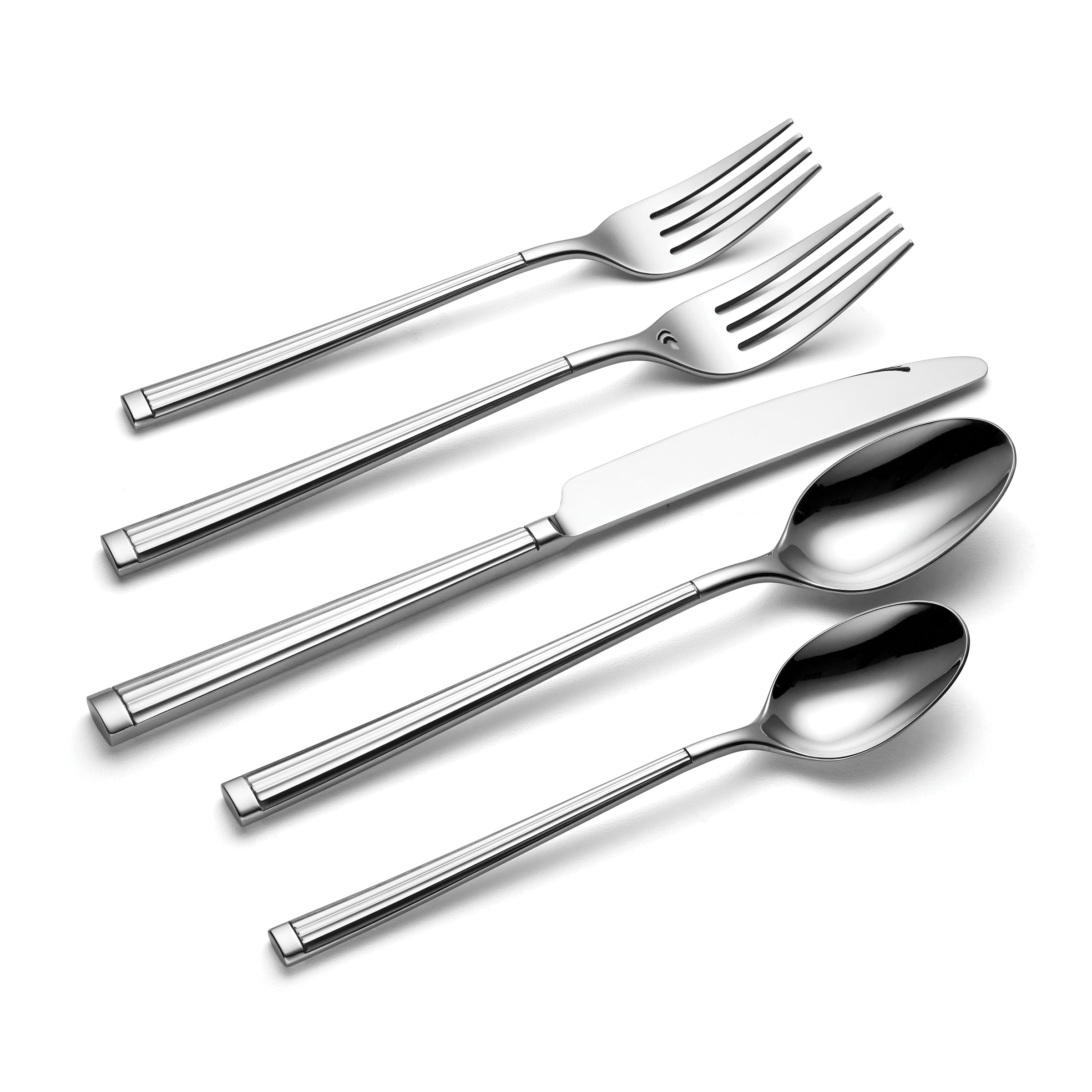Robyn 20-Piece Stainless Steel Flatware Set - Elegant Fluted Design