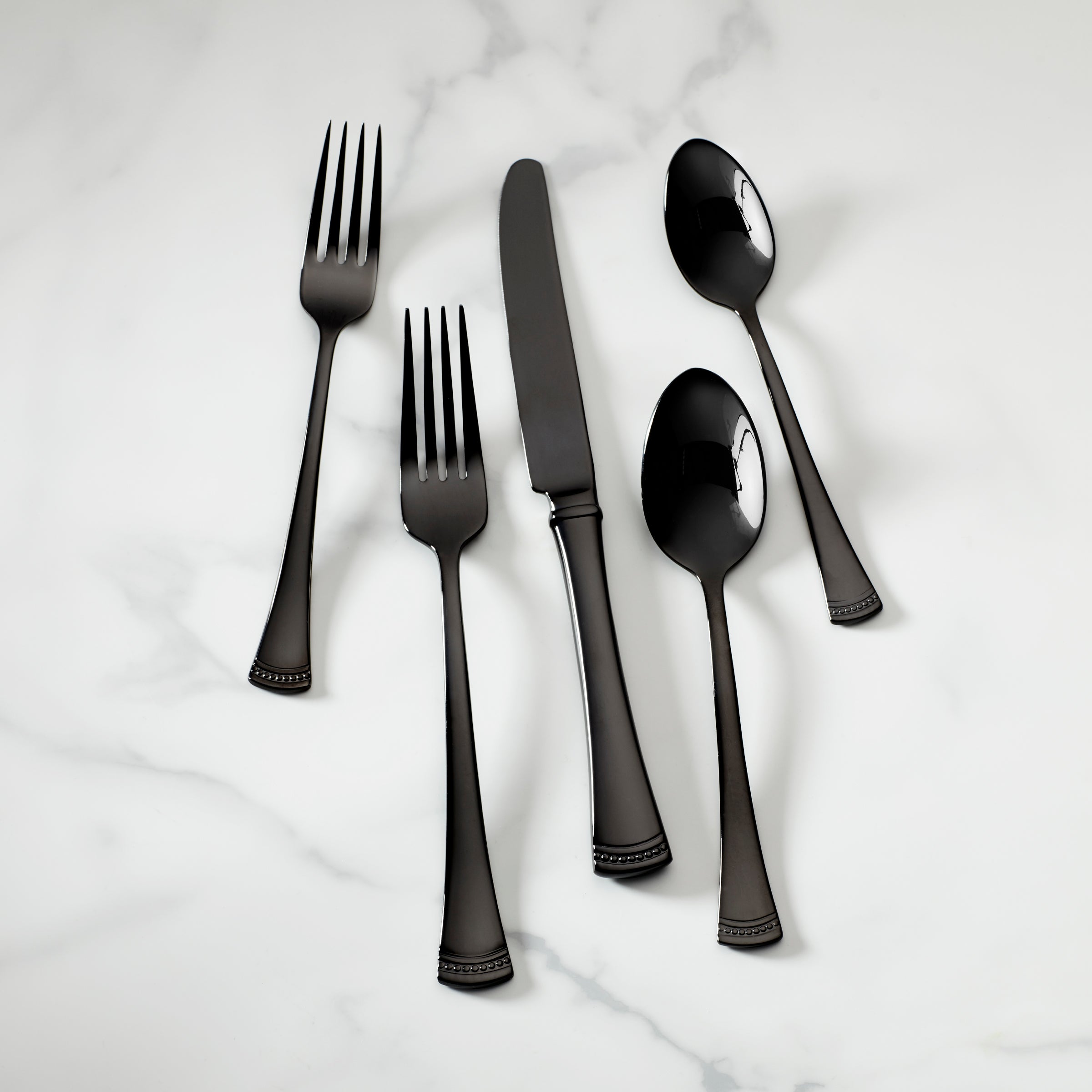 Portola Black Mirror Flatware Set - 20-Piece for 4 People