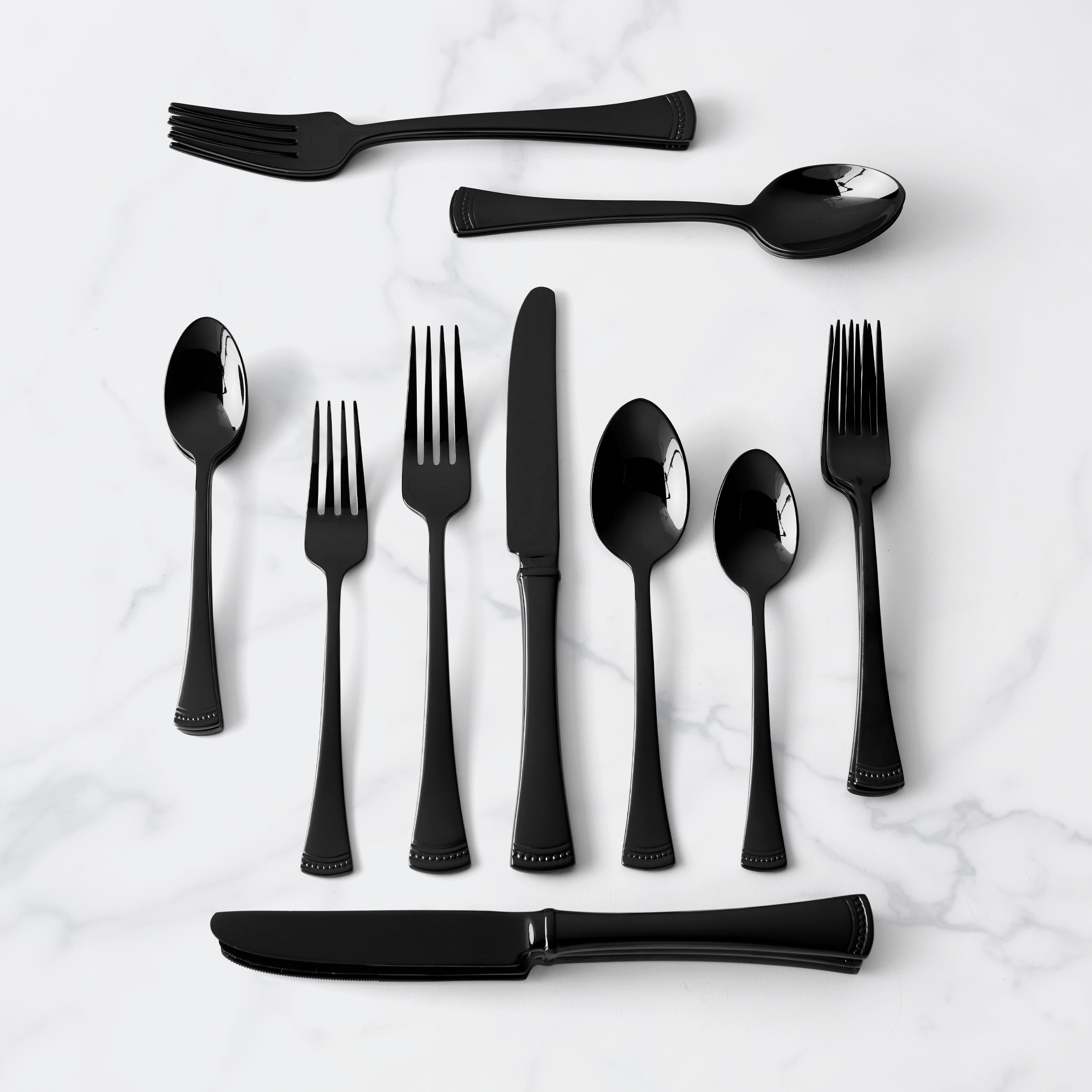 Portola Black Mirror Flatware Set - 20-Piece for 4 People