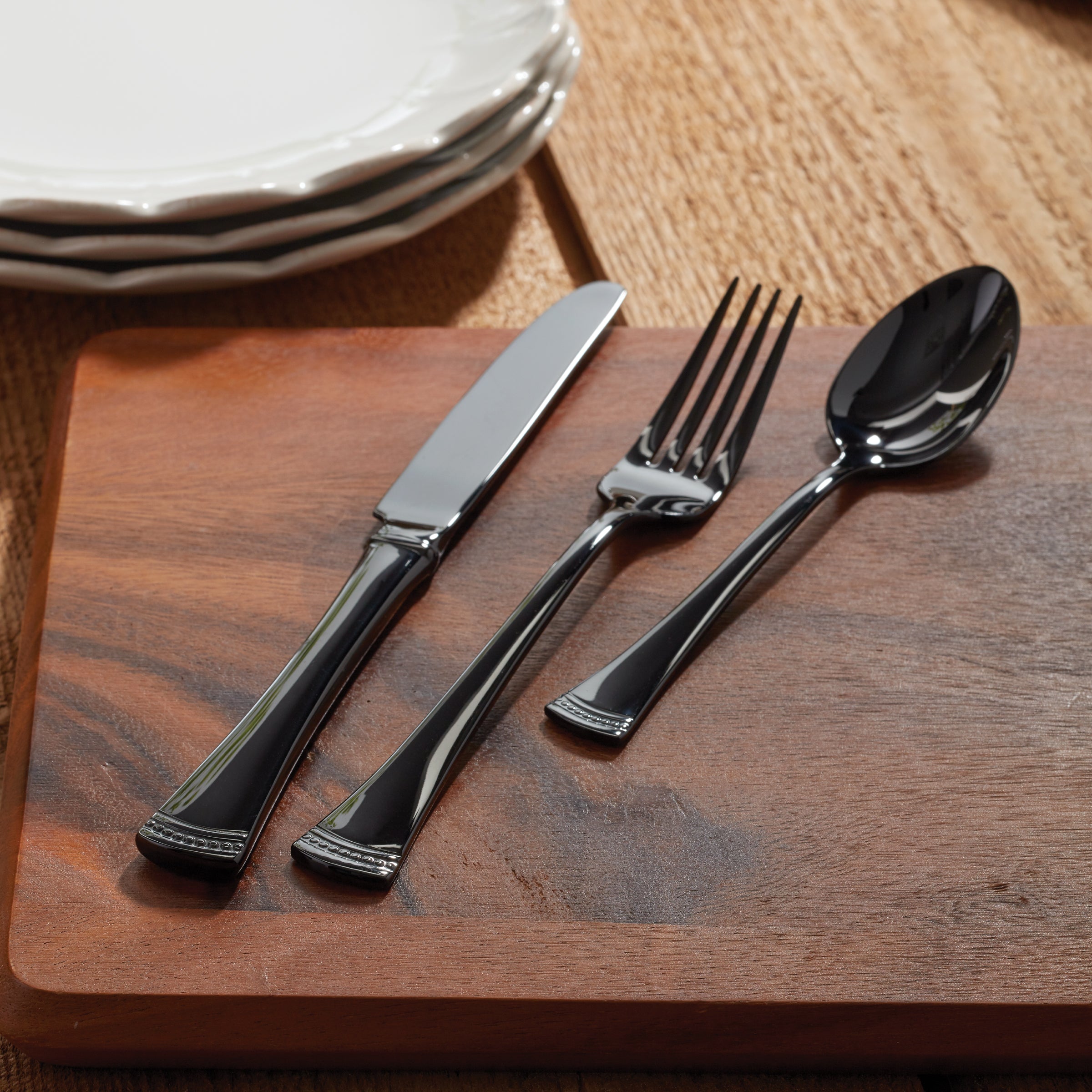 Portola Black Mirror Flatware Set - 20-Piece for 4 People