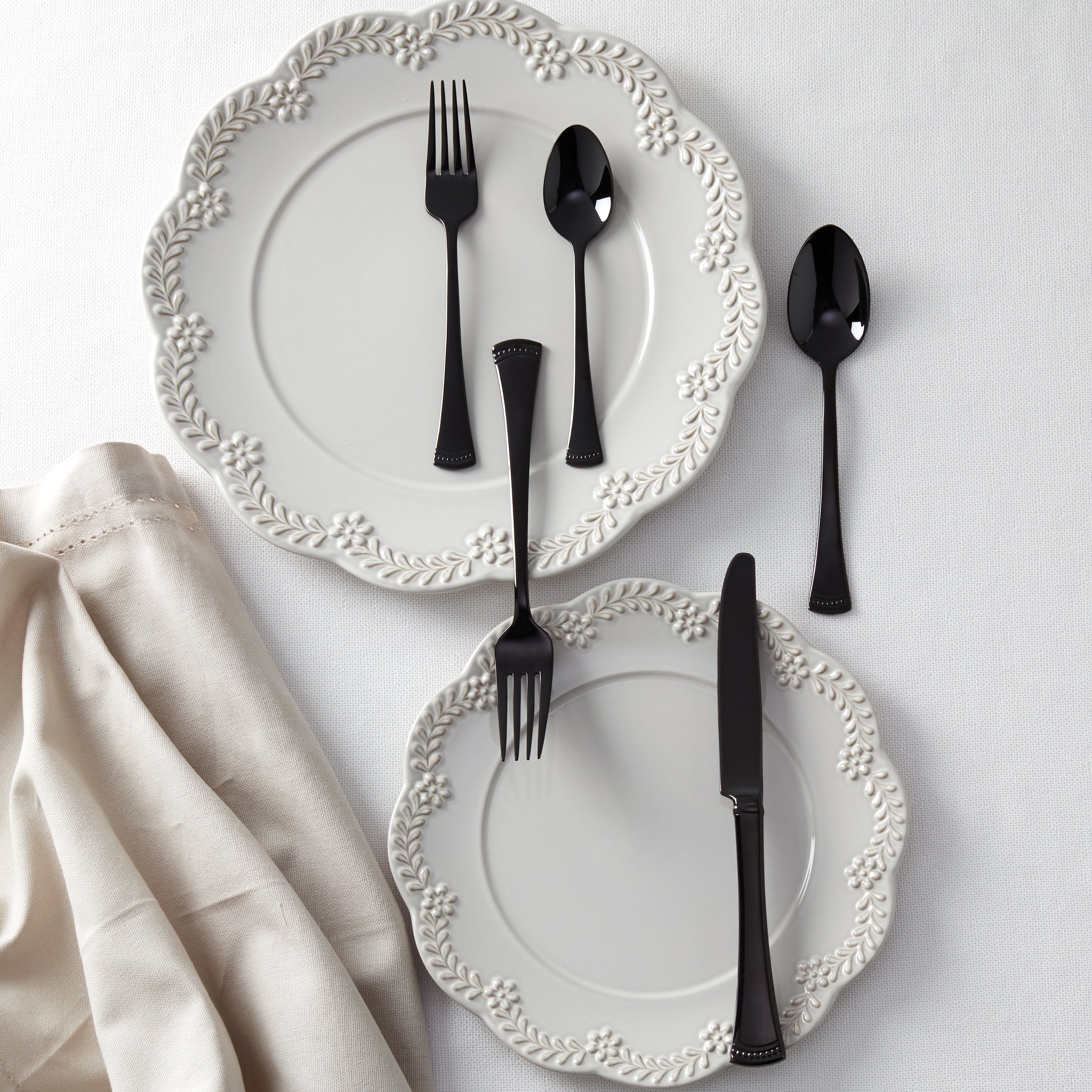 Portola Black Mirror Flatware Set - 20-Piece for 4 People