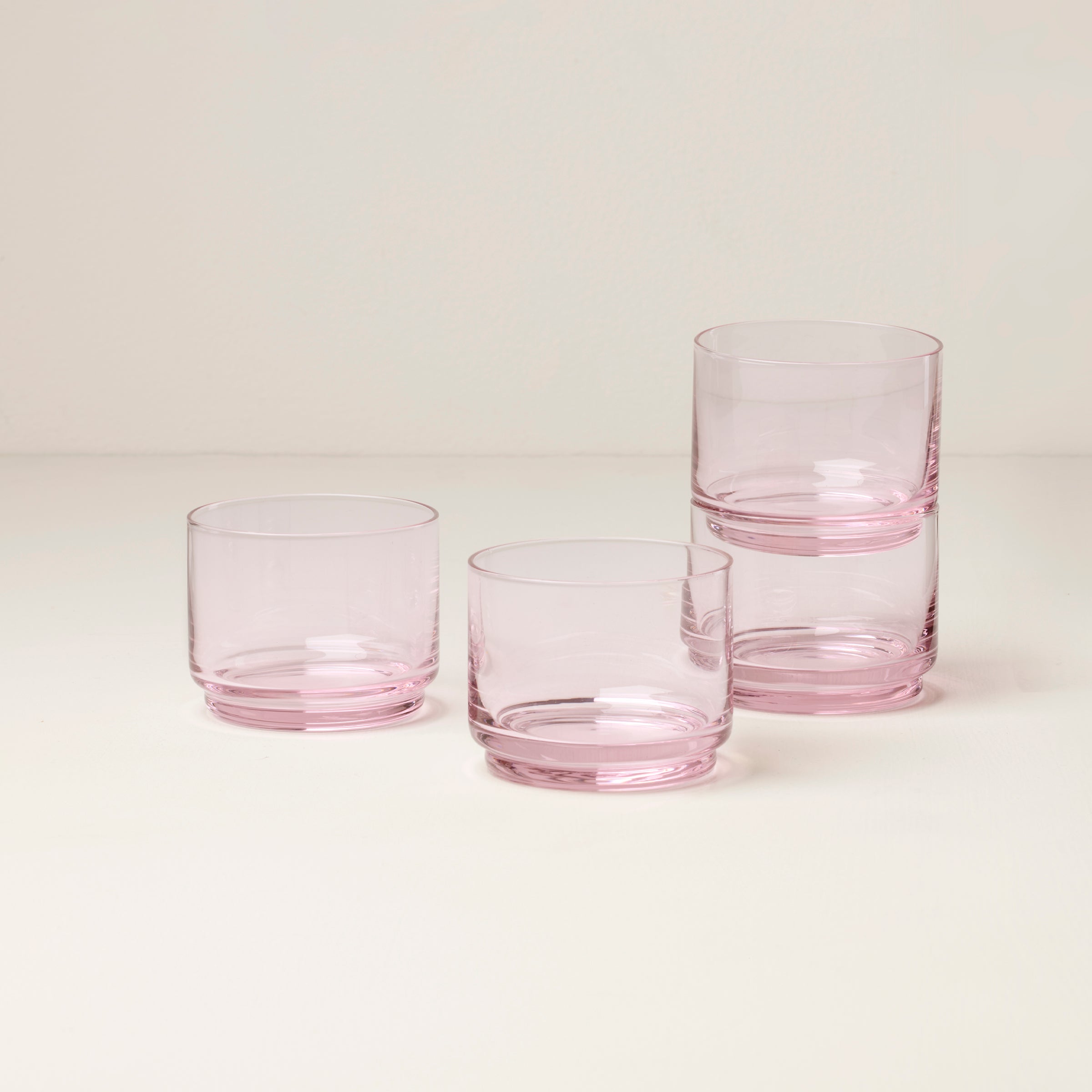 Tuscany Blush Stackable Short Glasses - Set of 4 for Iced Drinks