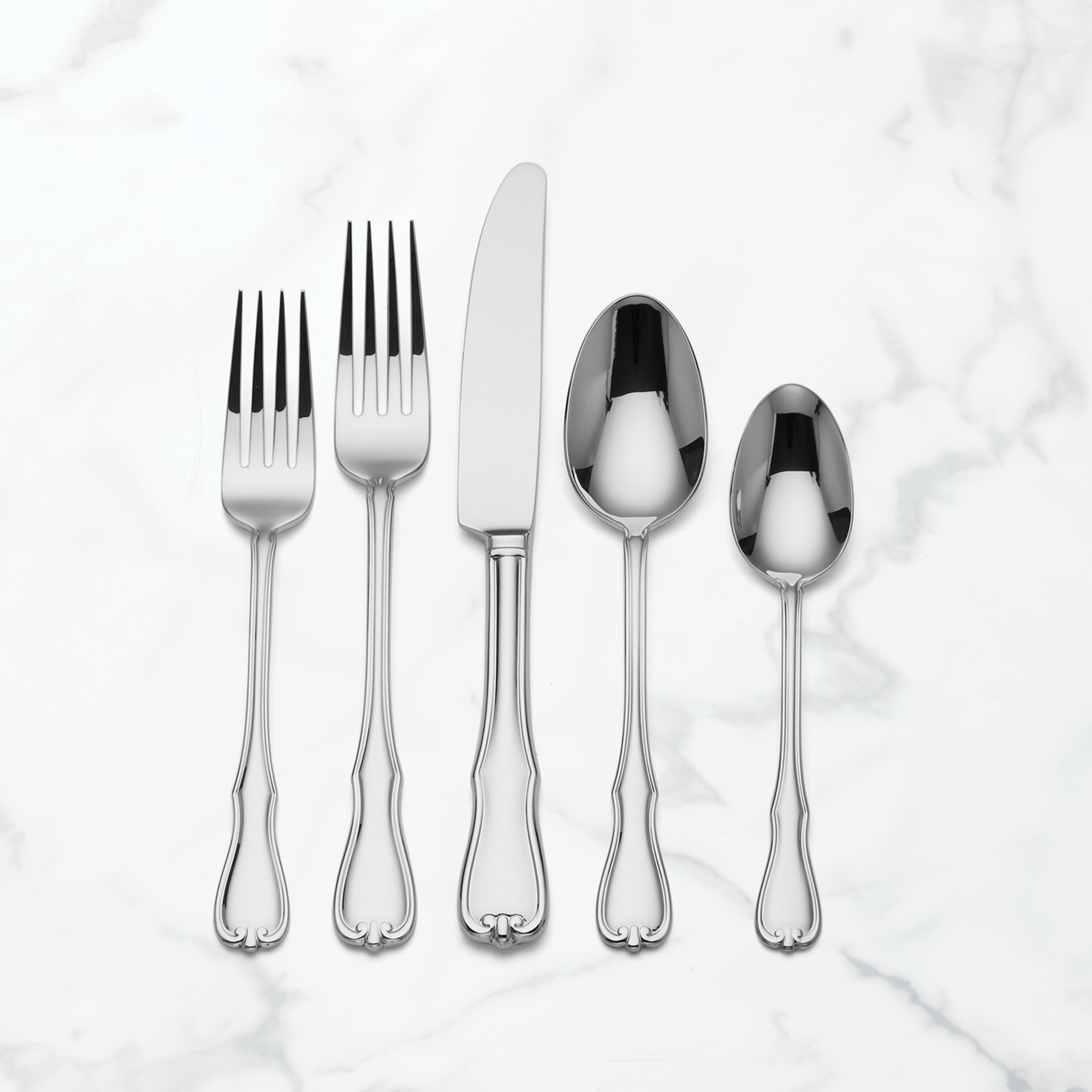 Pine Grove 42-Piece Stainless Steel Flatware Set - Classic Scroll Design