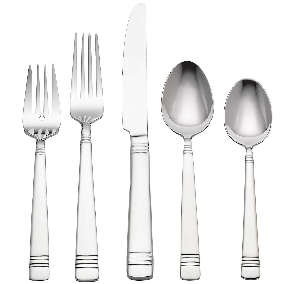 Longwood II 65-Piece Stainless Steel Flatware Set with Striped Handles