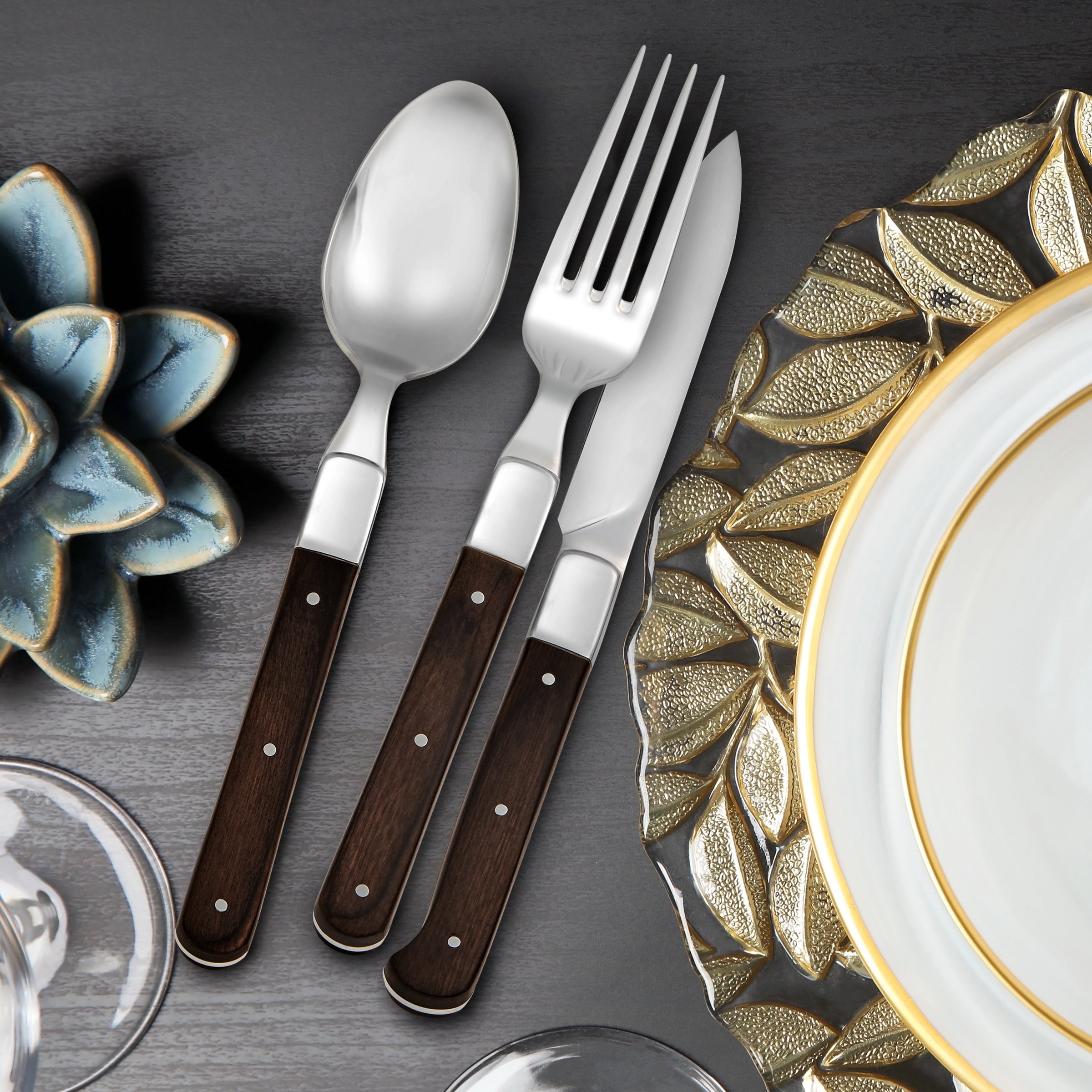 St. Michel 20-Piece Flatware Set with Wood Handles