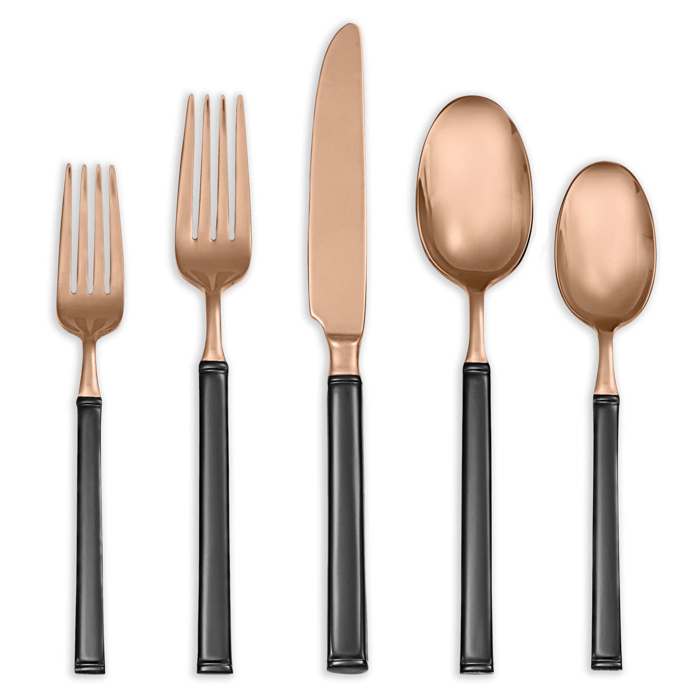 Doric Copper & Black Enamel Flatware Set - 5 Piece Place Setting