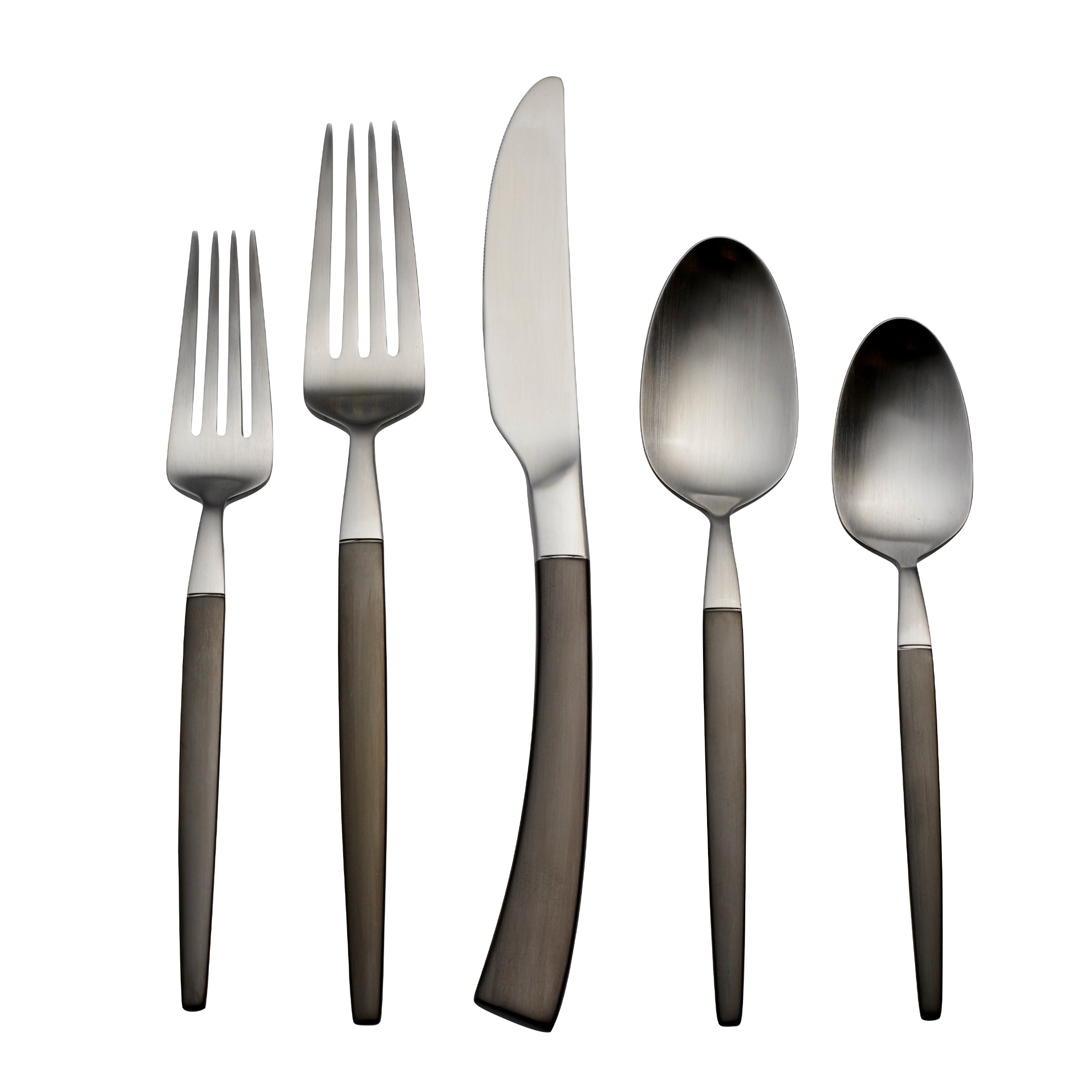Modern Black & Stainless Steel Flatware Set – Adjacent Midnight 20-Piece