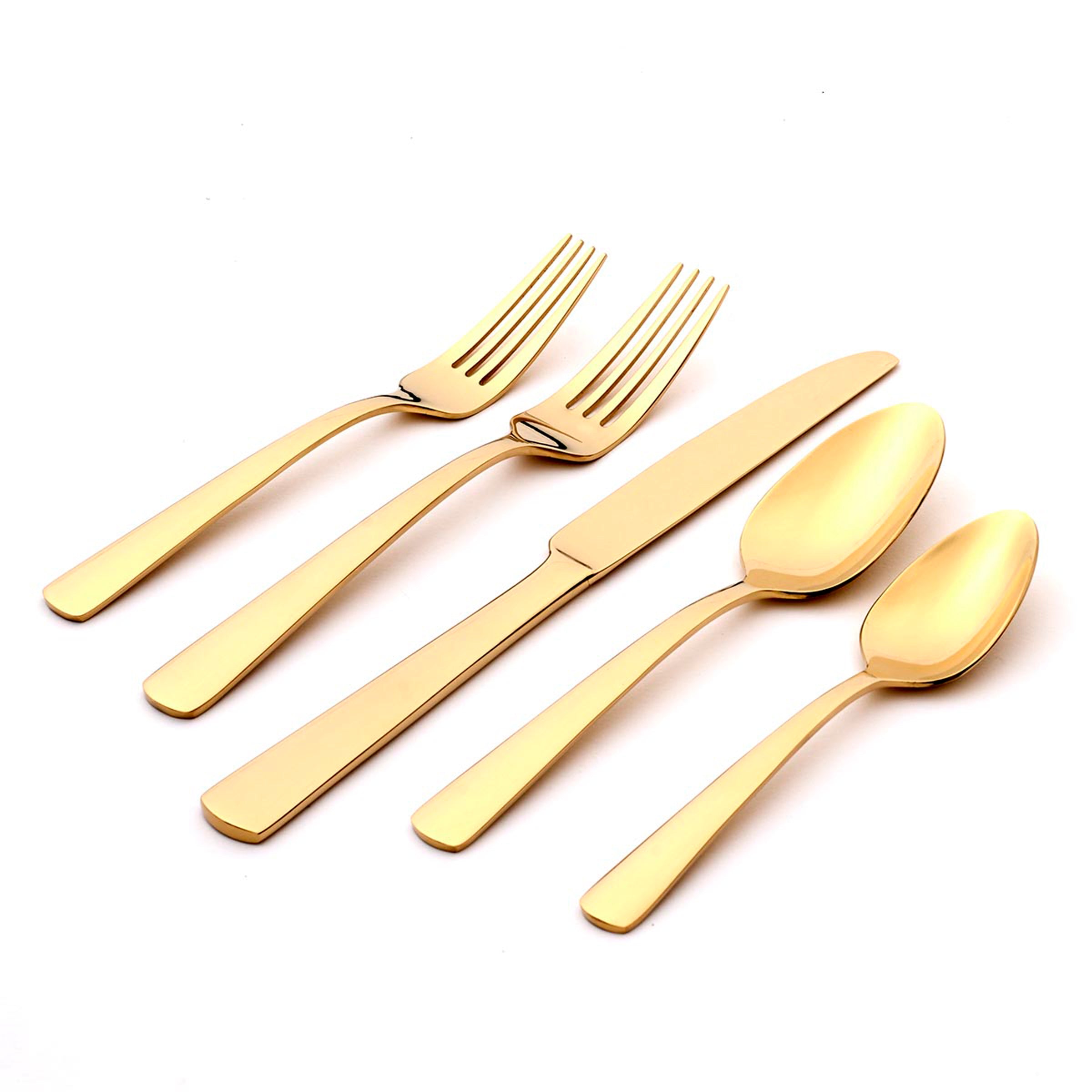 Aptitude 20-Piece Flatware Set - Champagne Satin Stainless Steel