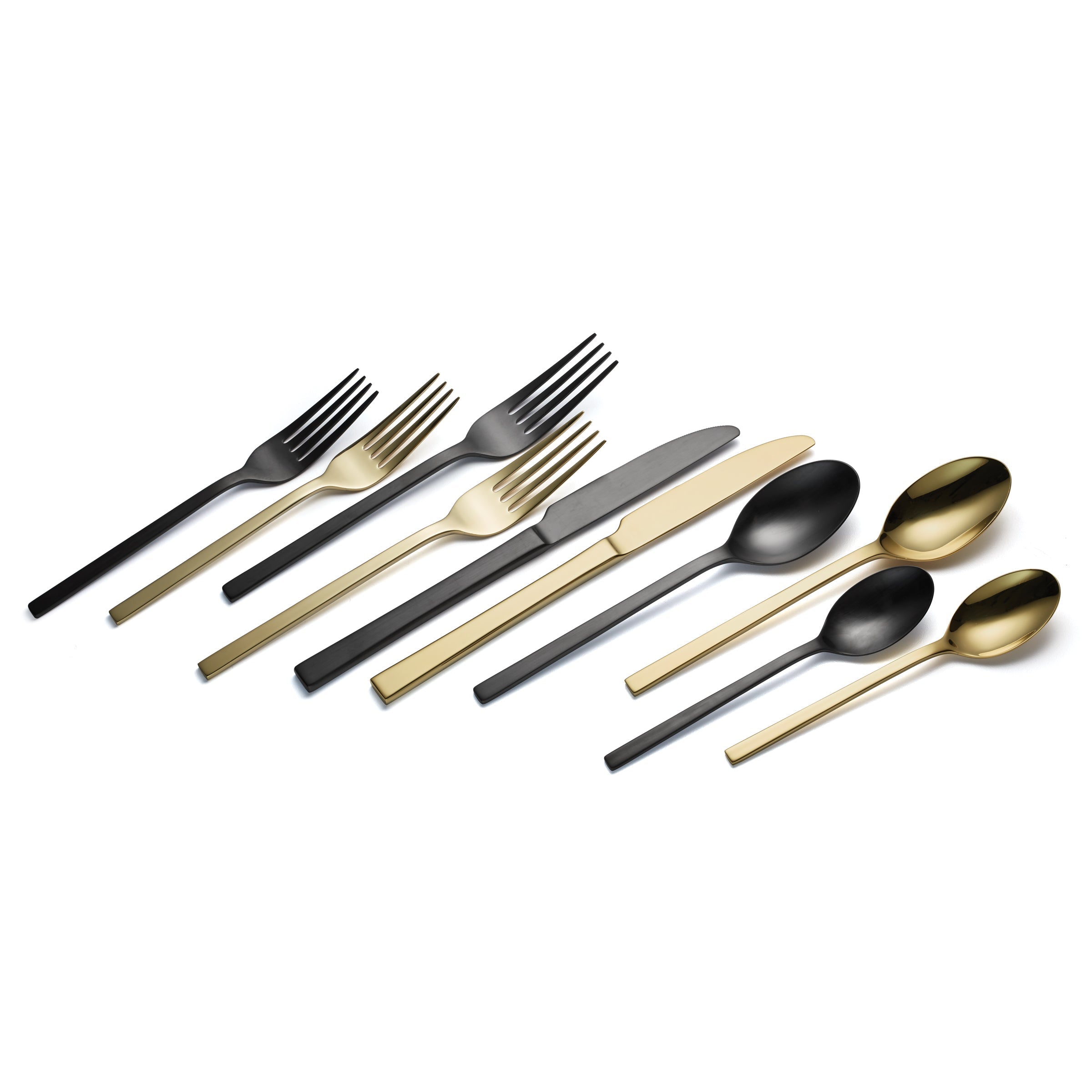 Allay 40-Piece Flatware Set - Black & Champagne Finish