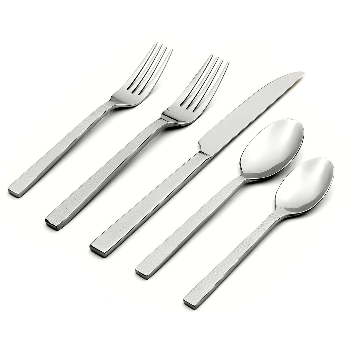 Chef's Table Hammered Flatware Set - 20 Piece Stainless Steel Cutlery