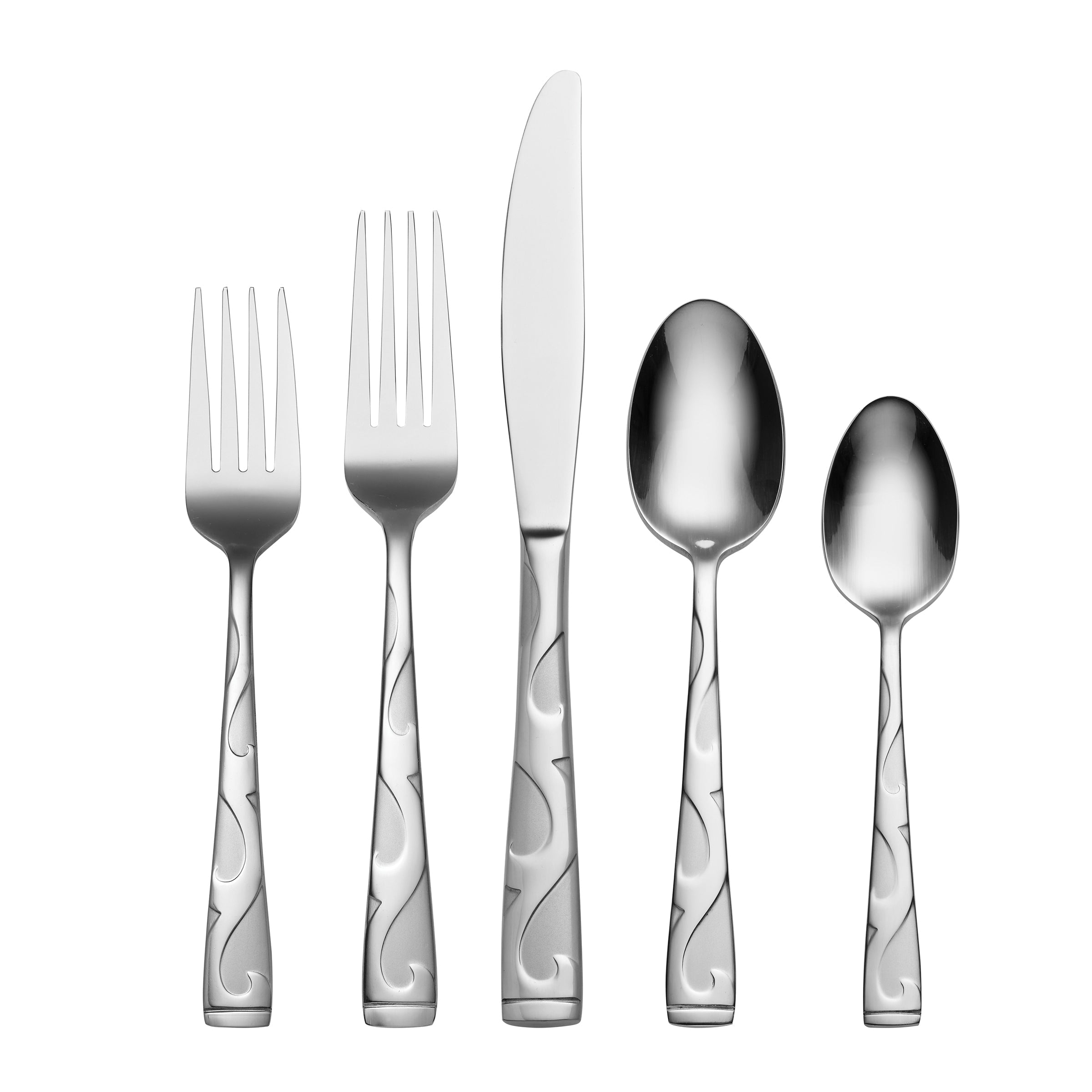 Tuscany 20-Piece Rock-Inspired Flatware Set with Embossed Design