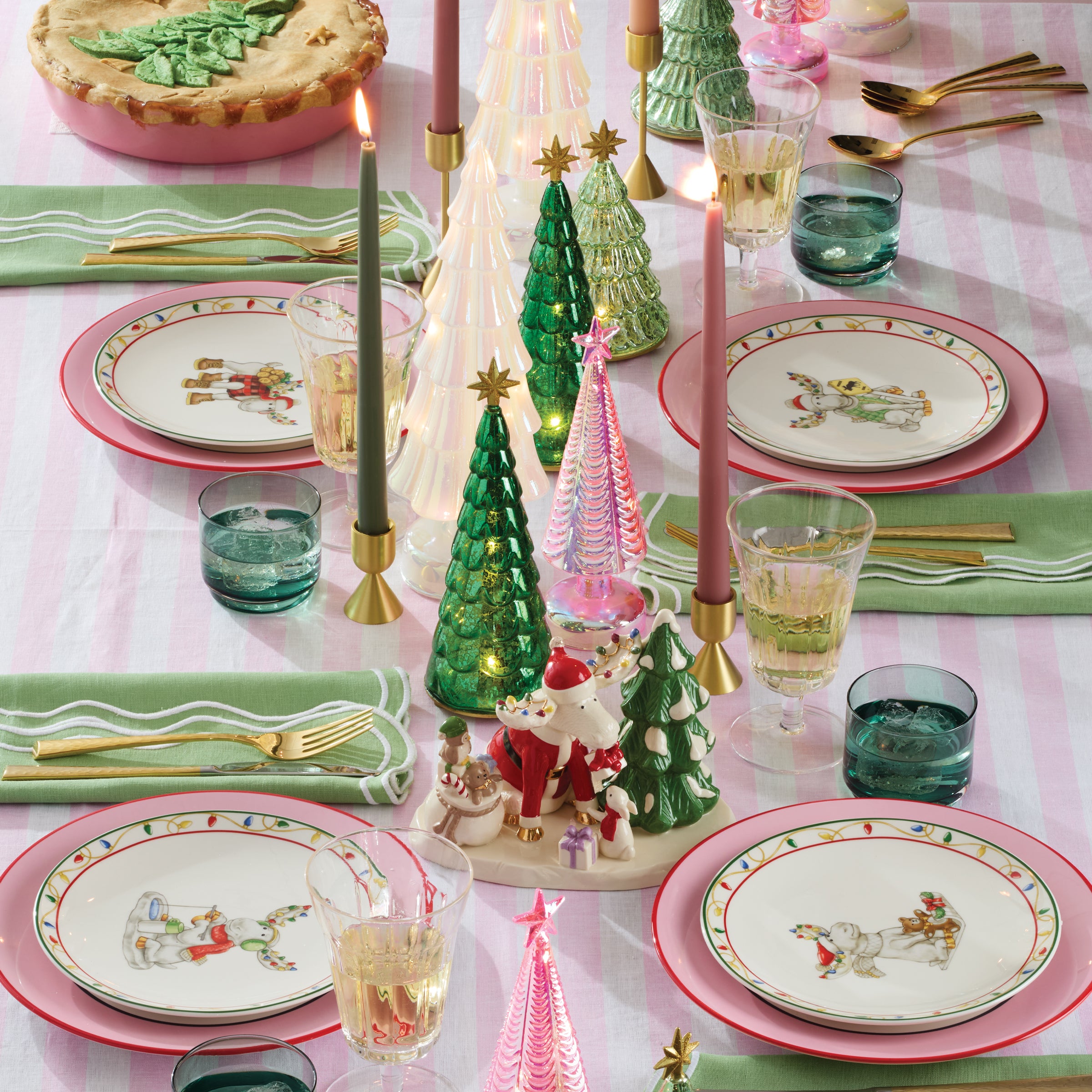 Tuscany Classics Forest Green Stackable Short Glasses - Set of 4