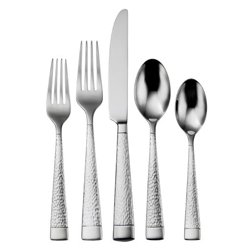 Sambre 65-Piece Hammered Flatware Set with Mirror Finish