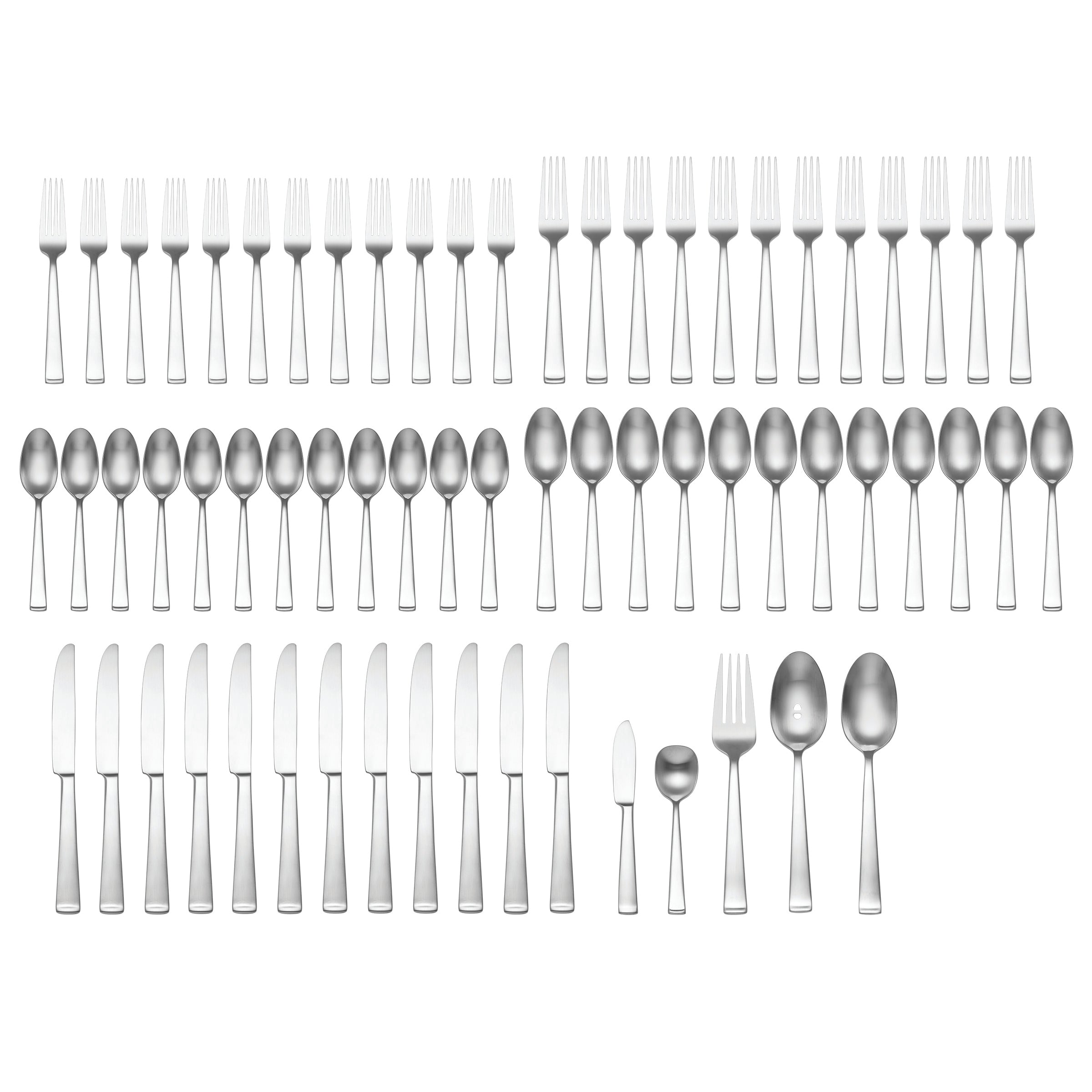 Lewin 65-Piece Satin Flatware Set - Classic Stainless Steel Cutlery