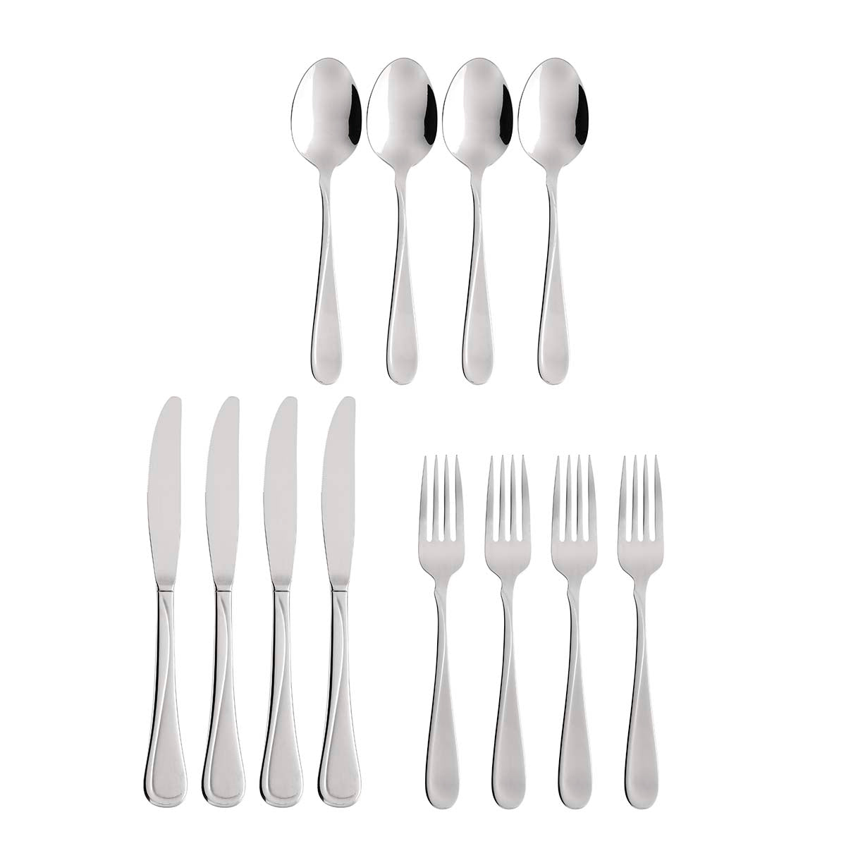 Mid-Century Modern Flight 12-Piece Flatware Set - 1950s Inspired Stainless Steel Cutlery