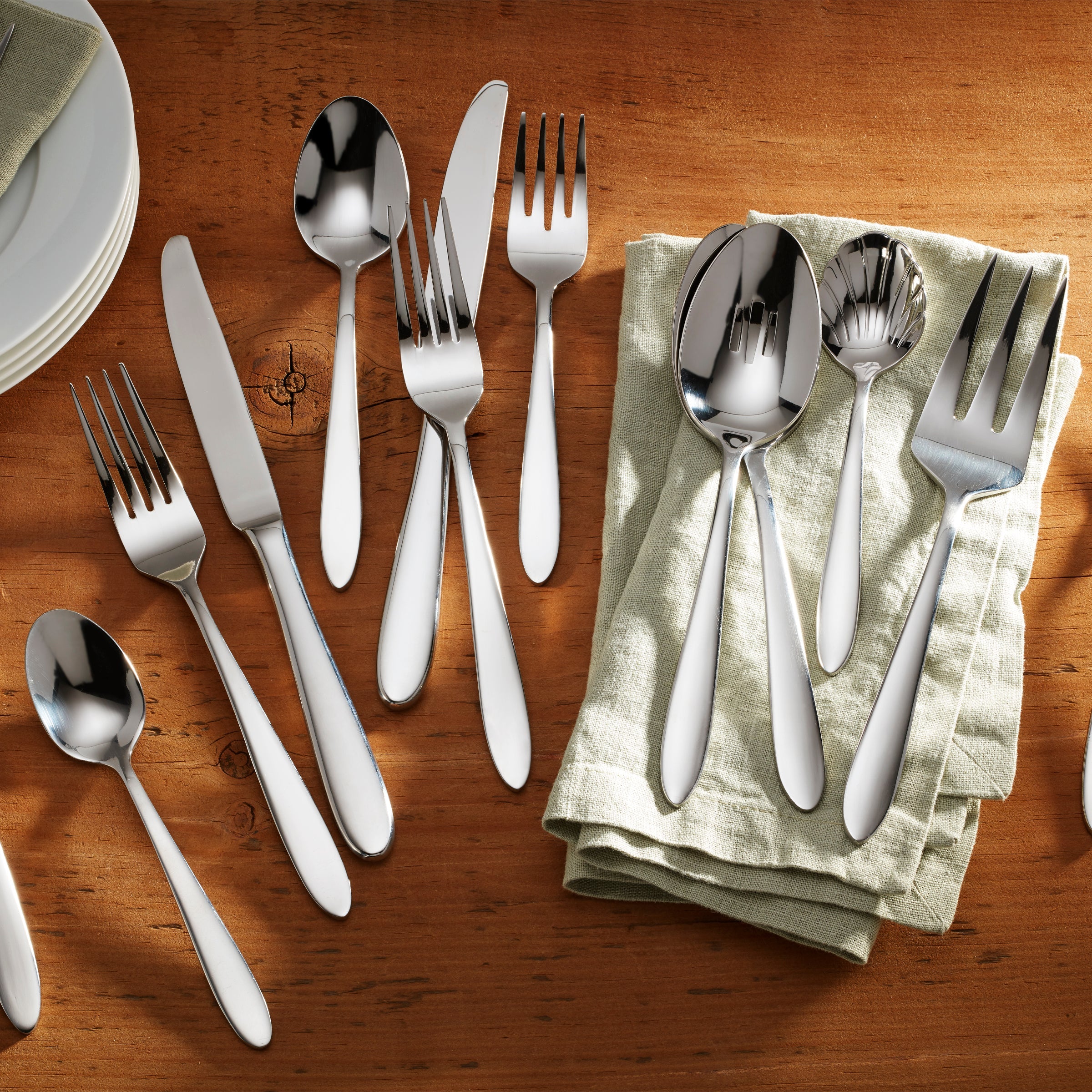Mooncrest 45-Piece Stainless Steel Flatware Set