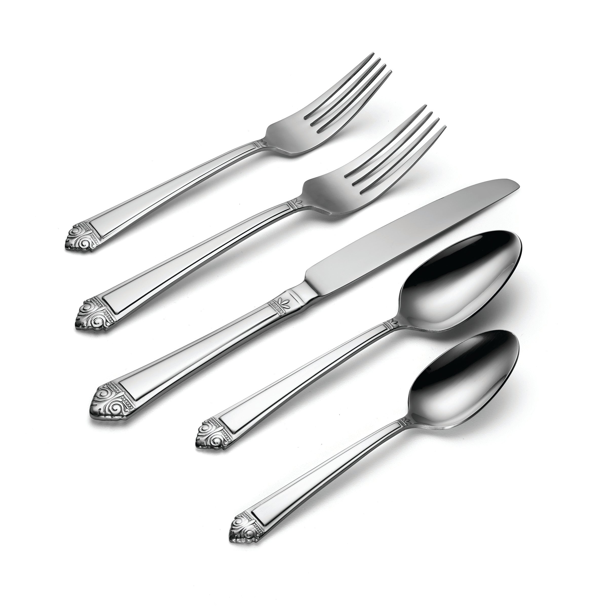 Eave 20-Piece Square Flatware Set with Ornamental Shell End