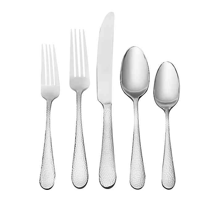 Tibetan Hammered Flatware Set - 45-Piece Handcrafted Tableware