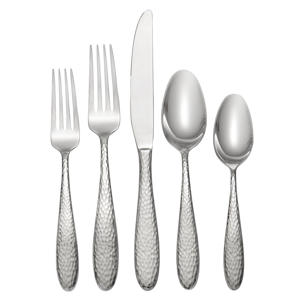 Reyna 20-Piece Hammered Flatware Set – Rustic Farmhouse Style