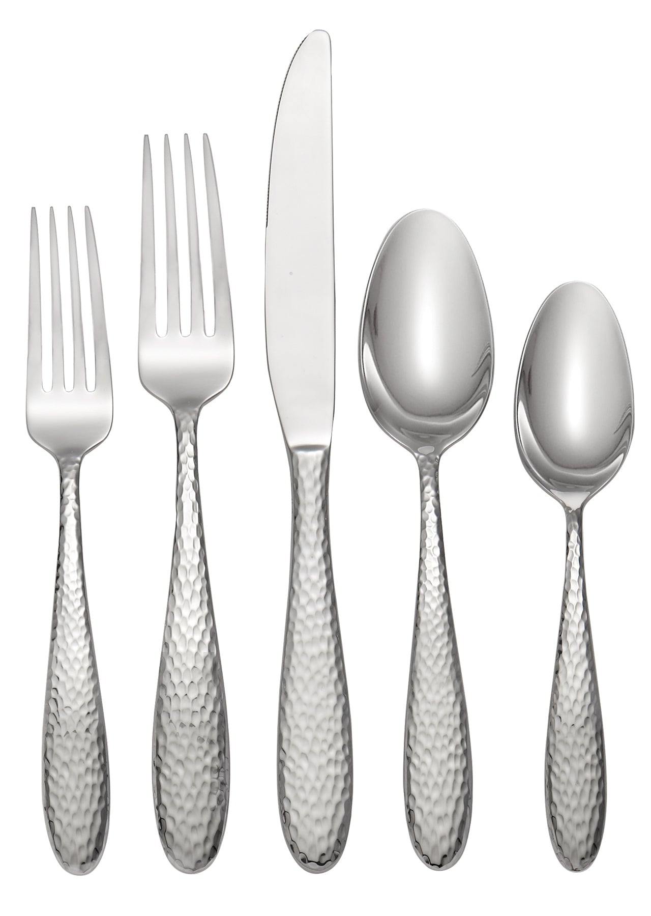 Reyna 45-Piece Hammered Flatware Set – Rustic Heavy Duty Cutlery
